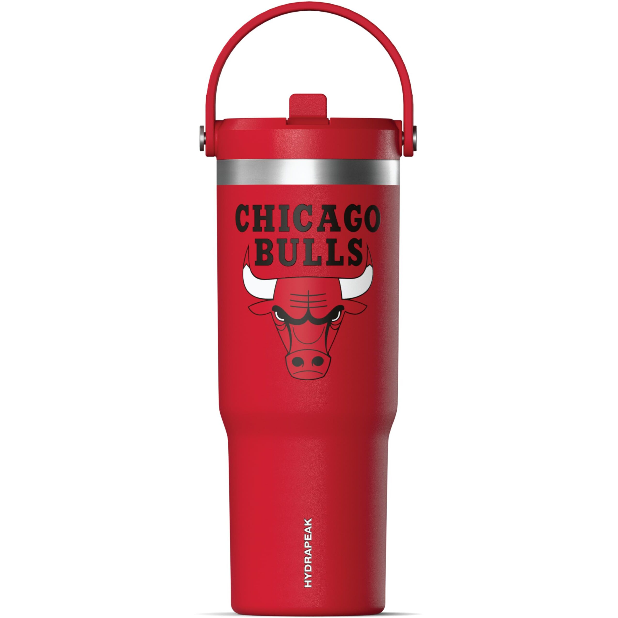 Hydrapeak X Nba Officially Licensed Chicago Bulls 32Oz Nomad Stainless Steel Tumbler With Handle And Straw Lid  Leakproof Water Bottle In Limited Edition Collector's Gift Box
