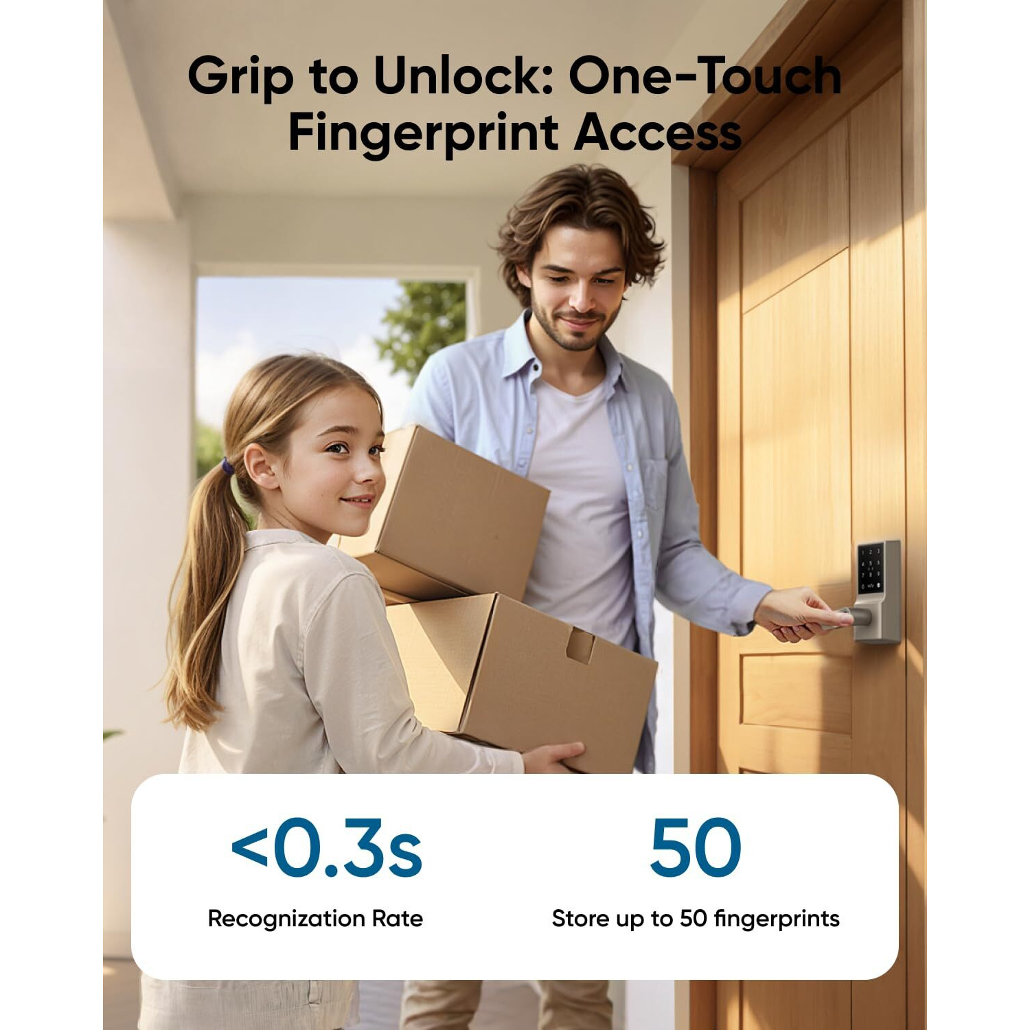 Eufy Smart Lever Lock C33  Keyless Fingerprint Door Lock With Handle  Integrated Wi-Fi  Remote Control Via App  Biometric Entry Knob  Auto-Locking  Ip53 Waterproof  Nickel (2025 New Version)