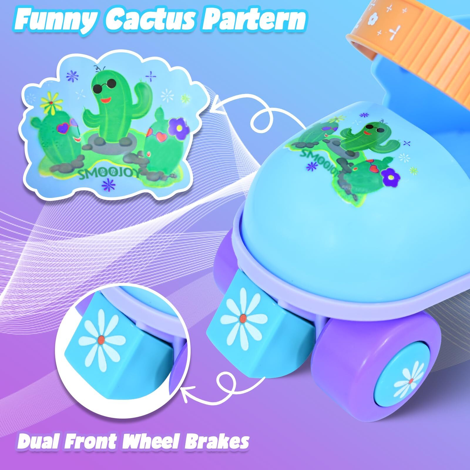 Smoojoy Kids Roller Skates Girls And Boys Ages 2-6  Toddler Rollerskates Adjustable Quad Skate Shoes For Beginners