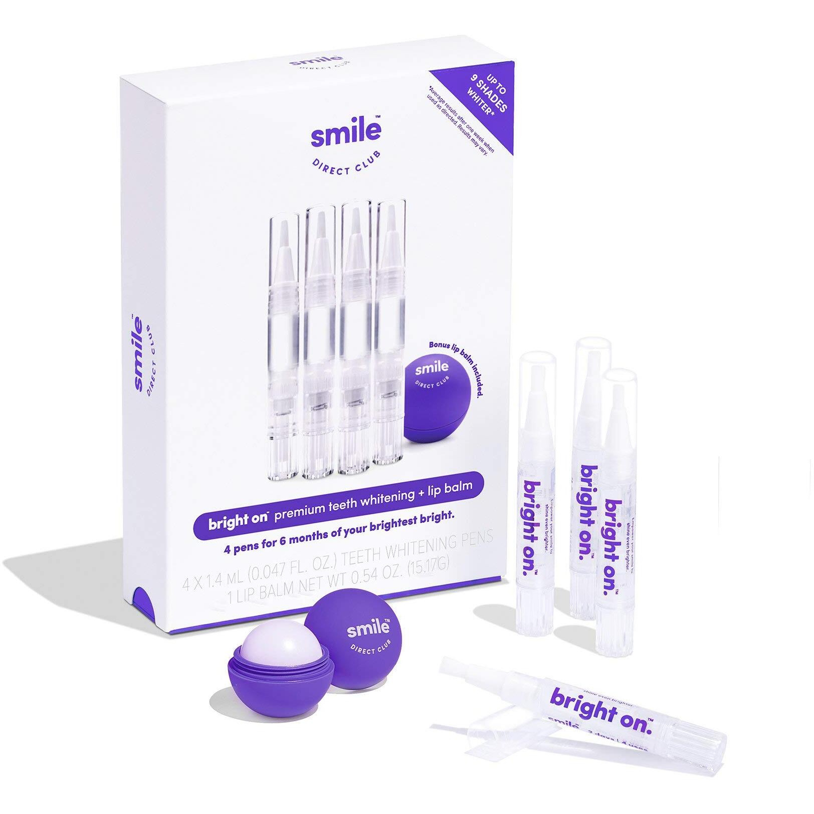 Smiledirectclub Teeth Whitening Kit With Lip Balm - 4 Pack 1.4Ml Gel Pens - Professional Strength Hydrogen Peroxide