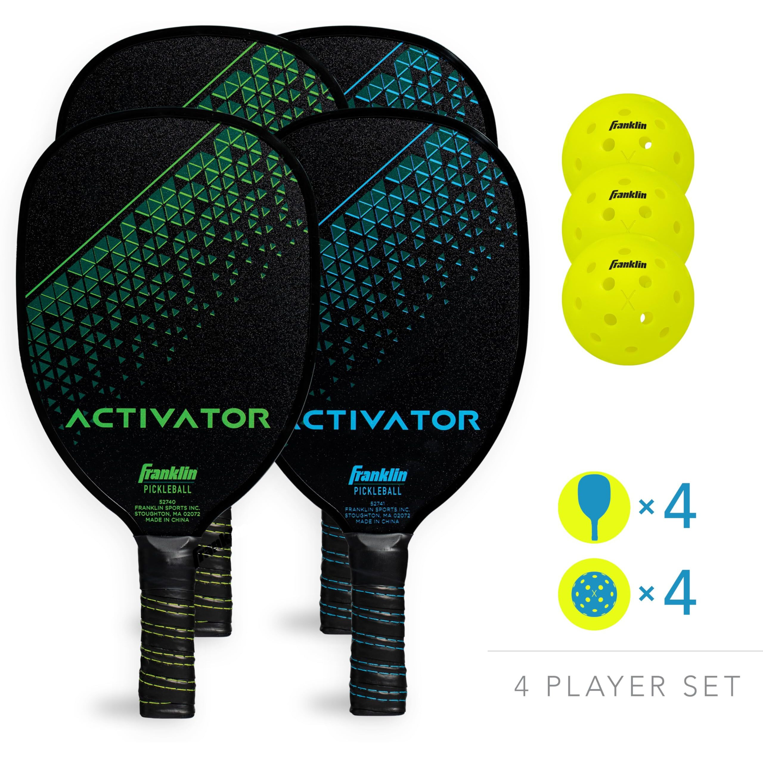 Franklin Sports - Wooden Pickleball Paddle 4 Player Paddle And Ball Set- Usa Pickleball (Usapa) Approved