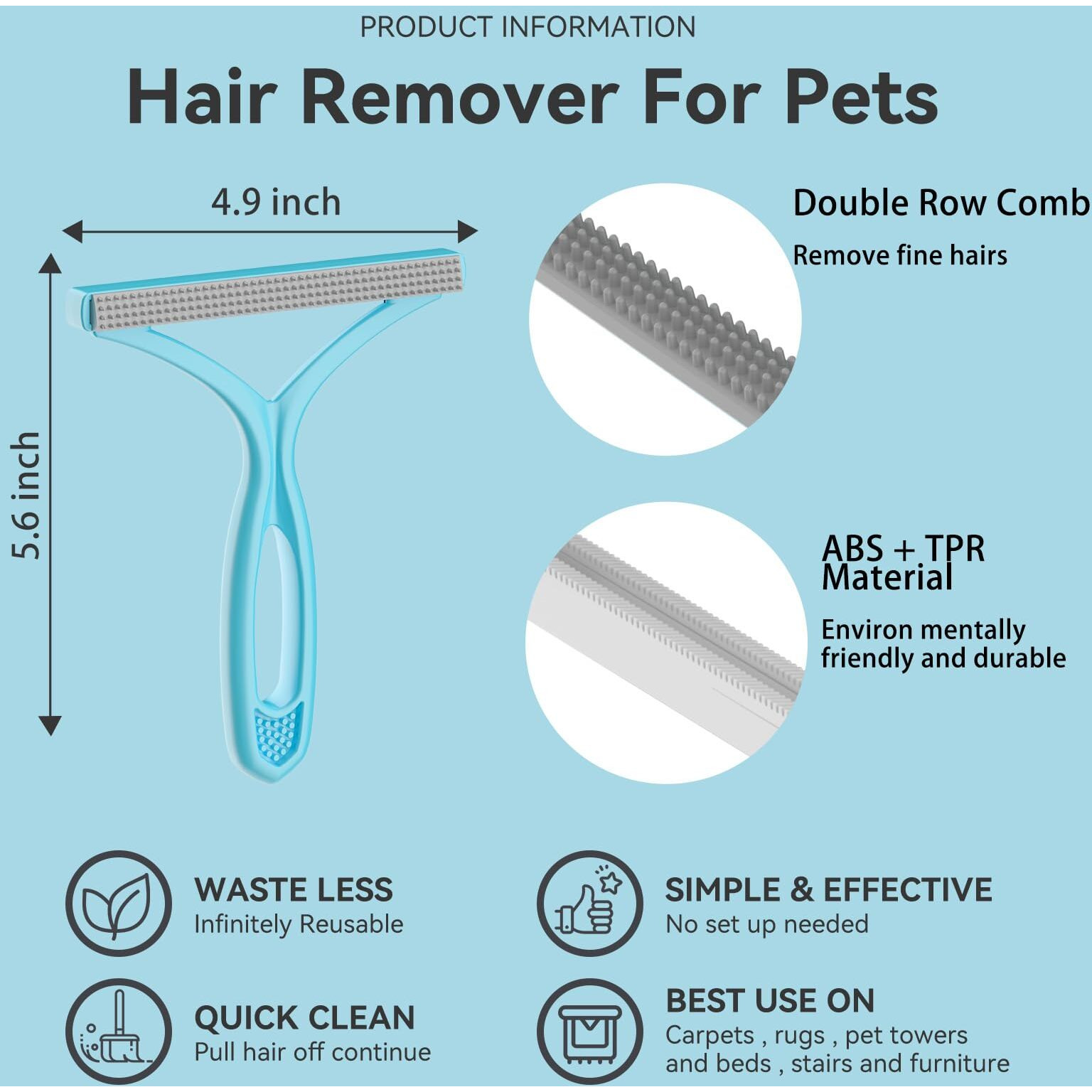 Pet Hair Remover  Dog Cat Hair Remover Lint Remover Carpet Rake For Pet Hair Removal Carpet Rake Lint Brush Lint Shaver For Carpets  Car Mat Couch Pet Bed Furniture & Rug