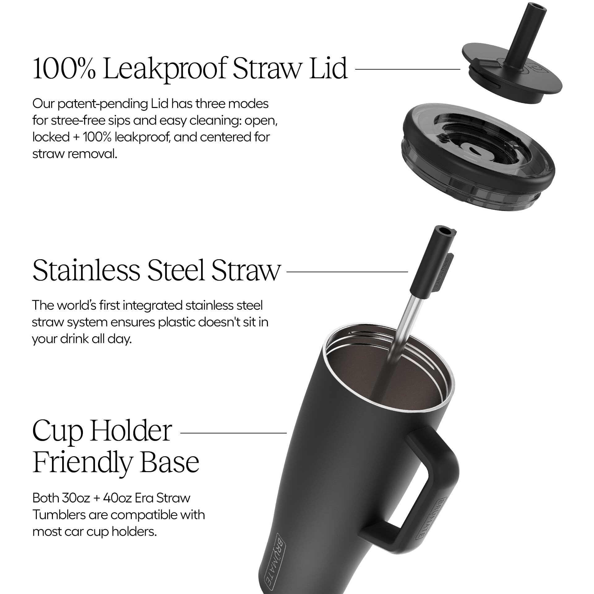 Brmate Era 40 Oz Tumbler With Handle And Straw | 100% Leakproof Insulated Tumbler With Lid And Straw | Made Of Stainless Steel | Cup Holder Friendly Base | 40Oz (Mist)