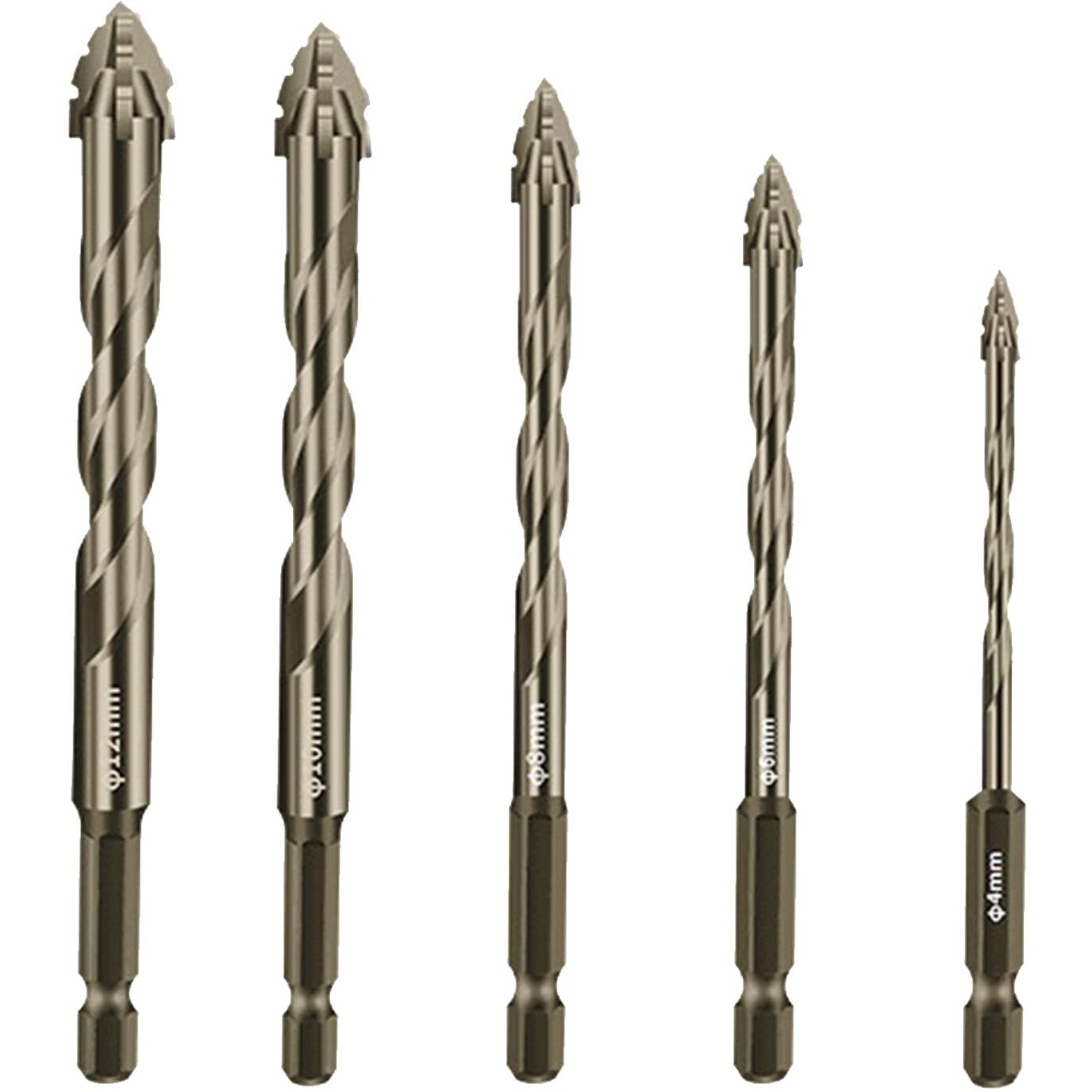 Woyuosn 5-Pcs High-Strength Eccentric Twist Drill Bit  Masonry Drill Bits For Concrete Set For Concrete/Glass/Brick/Cement/Tile/Wood/Etc  Industrial Strength Carbide Drill Bits Tip Size 5/32-1/2
