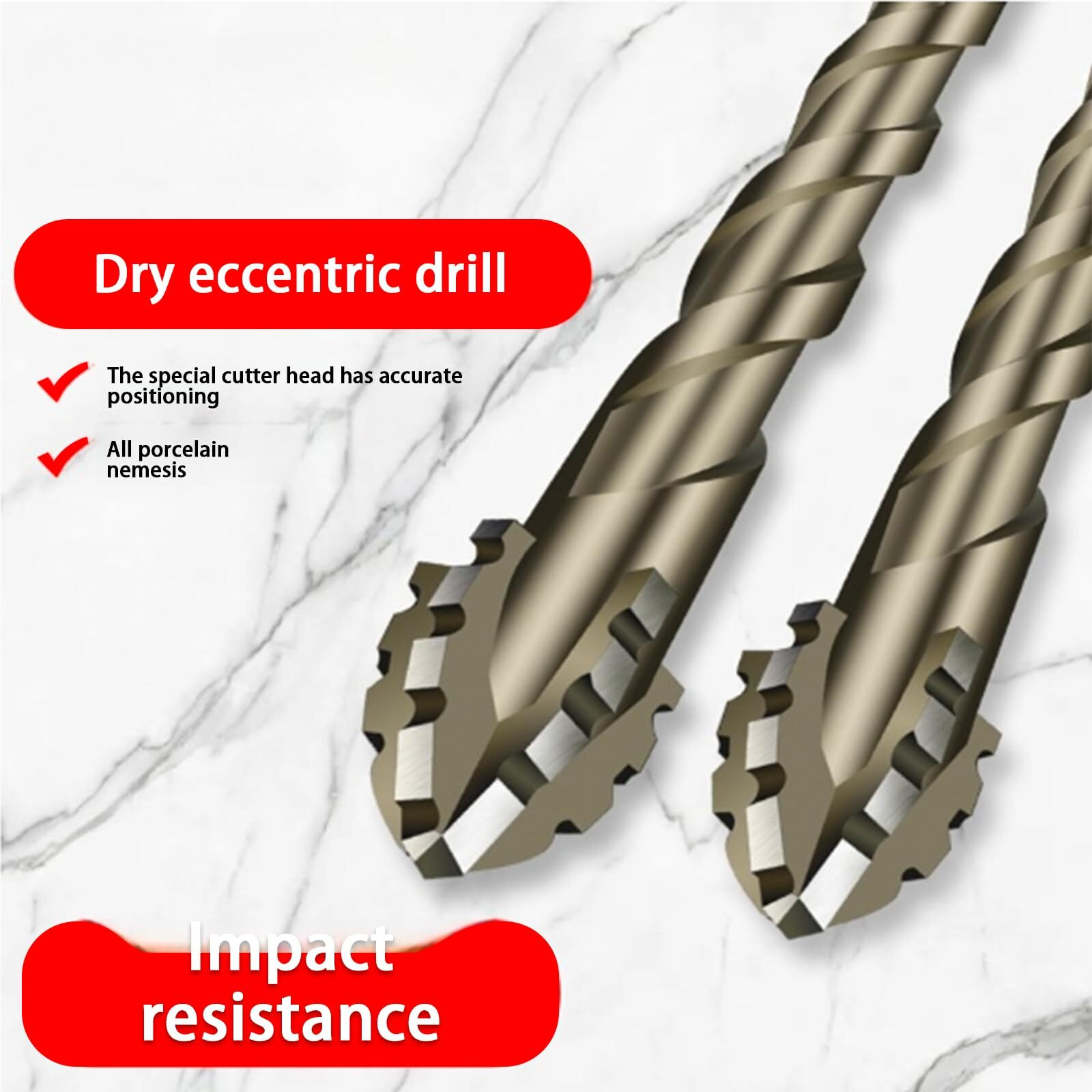 Woyuosn 5-Pcs High-Strength Eccentric Twist Drill Bit  Masonry Drill Bits For Concrete Set For Concrete/Glass/Brick/Cement/Tile/Wood/Etc  Industrial Strength Carbide Drill Bits Tip Size 5/32-1/2