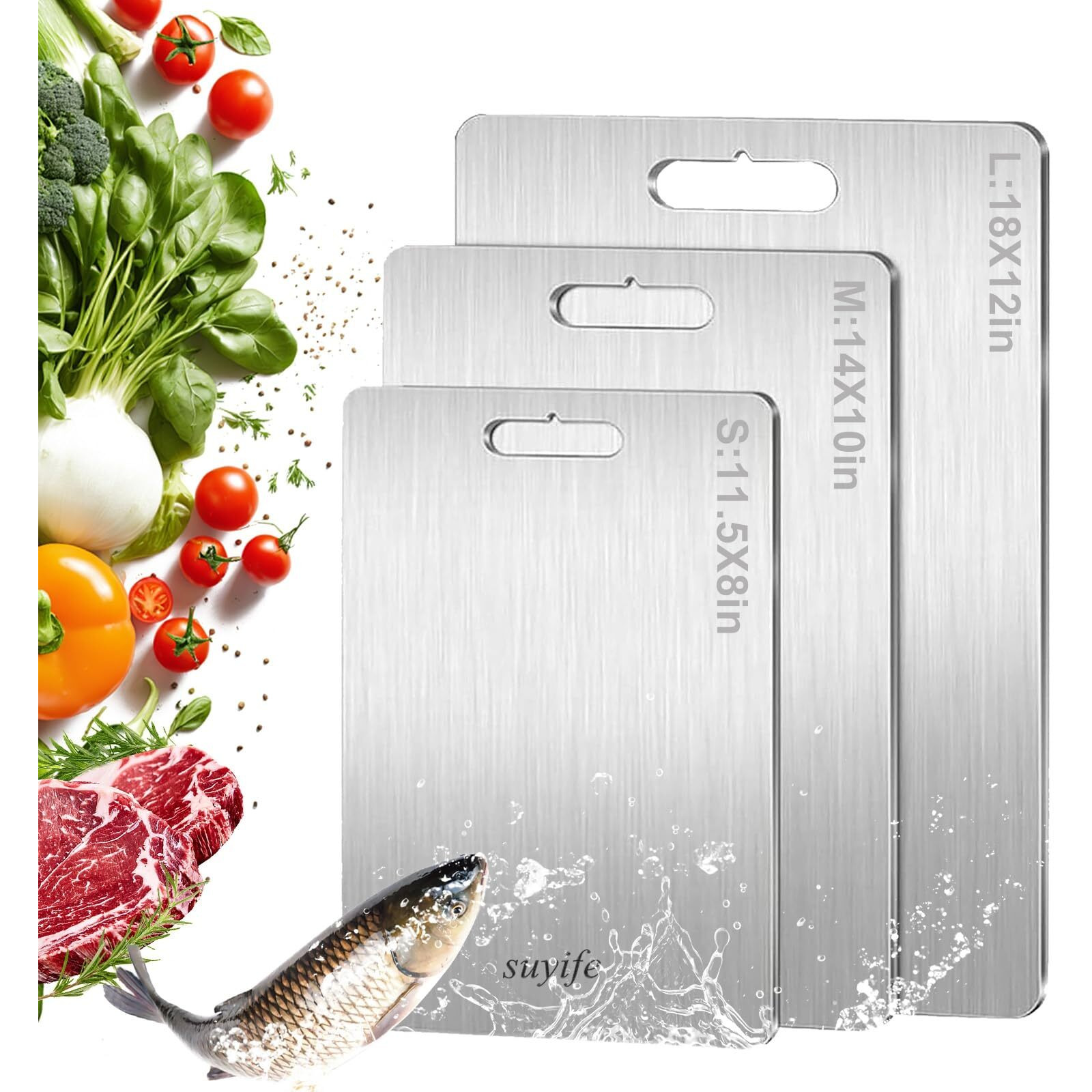 Titanium Cutting Board Set Of 3 100% Pure Titanium Cutting Boards For Kitchen  2025 New Double Sided Food-Grade Chopping Board For Cutting Meat Vegetable Fruit