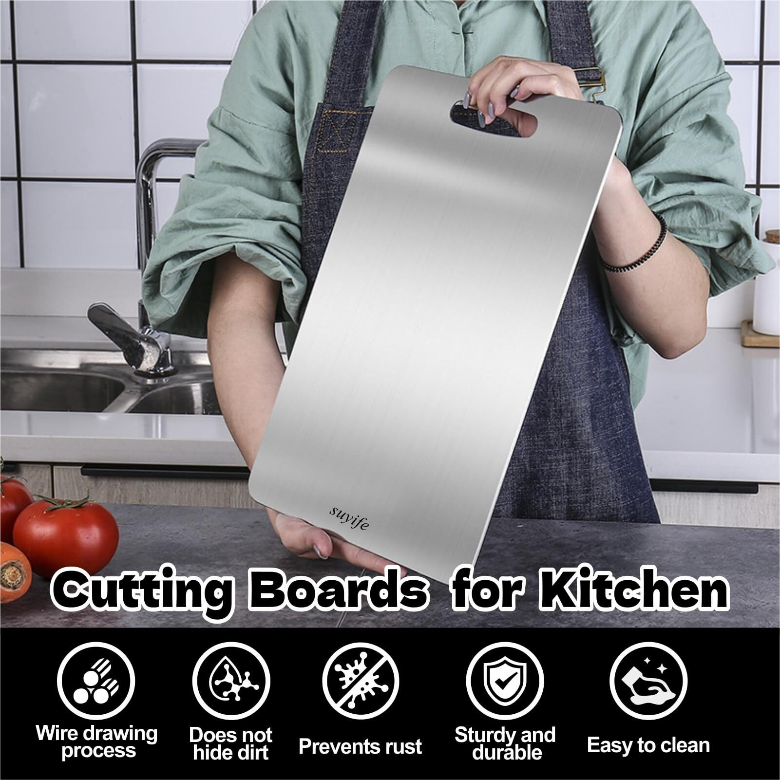 Titanium Cutting Board Set Of 3 100% Pure Titanium Cutting Boards For Kitchen  2025 New Double Sided Food-Grade Chopping Board For Cutting Meat Vegetable Fruit