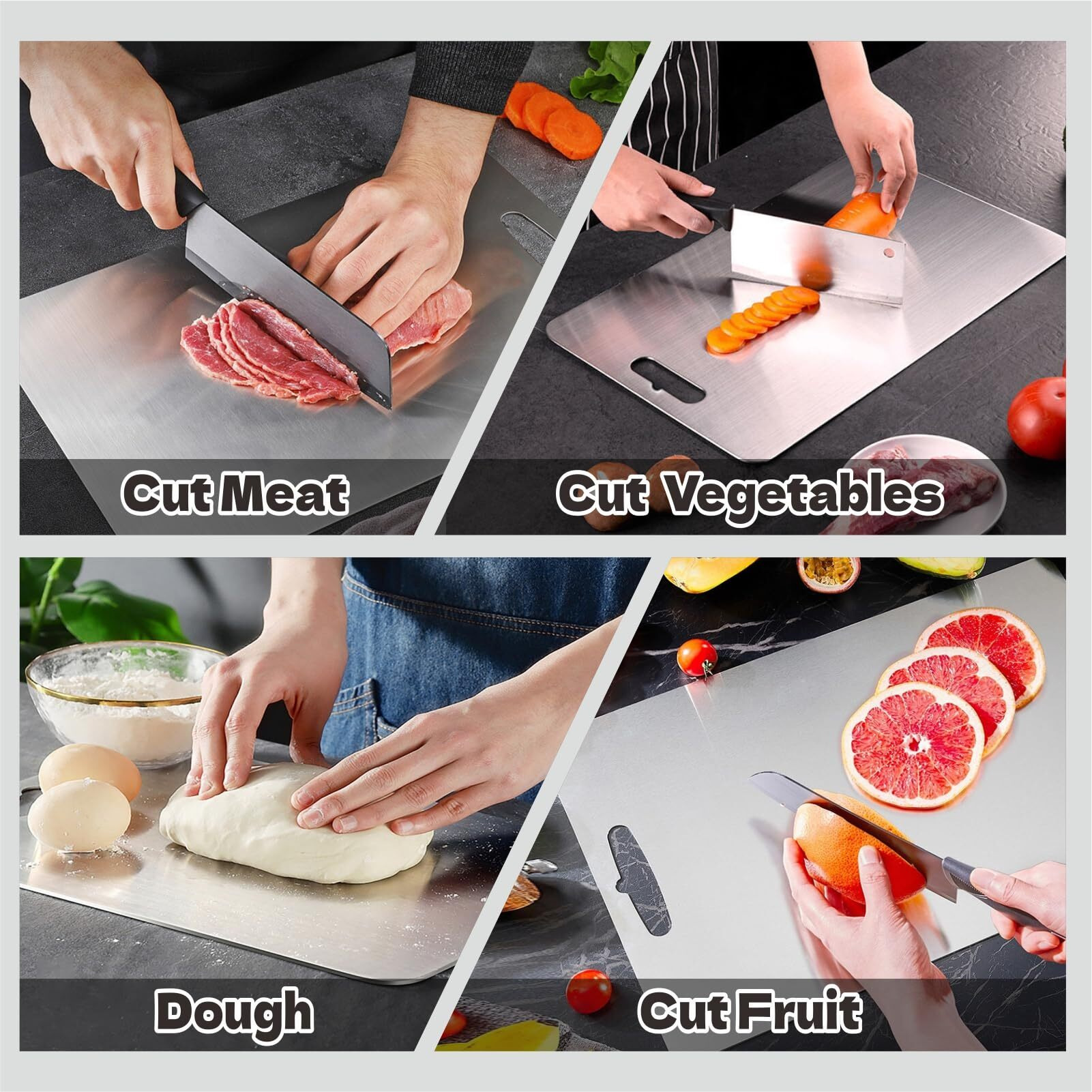 Titanium Cutting Board Set Of 3 100% Pure Titanium Cutting Boards For Kitchen  2025 New Double Sided Food-Grade Chopping Board For Cutting Meat Vegetable Fruit