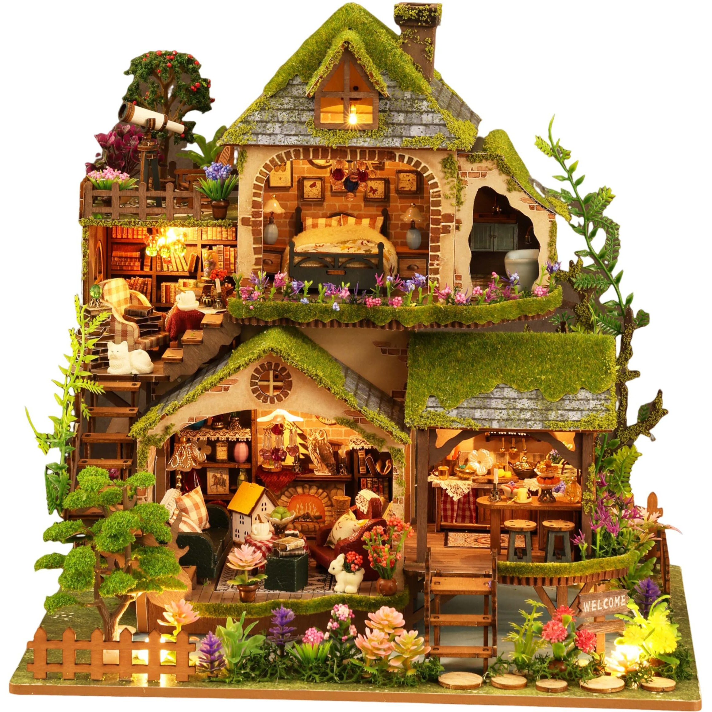 Rhzn Miniature House Kit  Dollhouse Kit  Miniature Kit  Diy Mini House Building Kit For Adult Teen  Forest Adventure