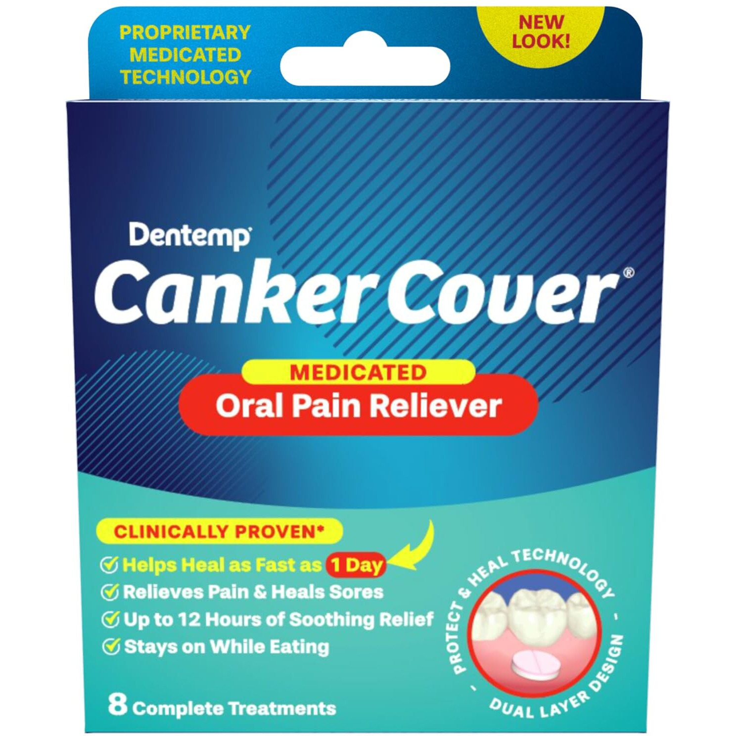 Dentemp Canker Cover - Canker Sore Medicine Pain Reliever (8 Count) - Canker Sore Treatment To Relieve Canker Pain  Mouth Sores & Mouth Irritation - Fast Acting Canker Sore Relief Tablets For Adults