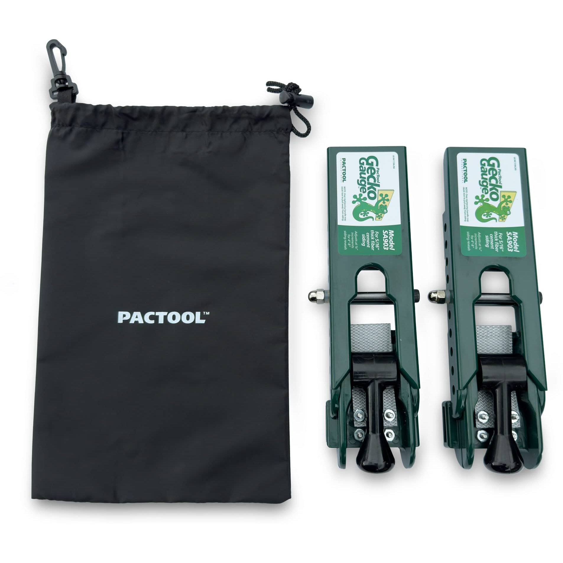 Pactool Sa9031 Gecko Gauge Siding Mounting Kit With Pouch - For Use With 5/16-Inch Fiber Cement Siding  James Hardie's Updated Hz5 Series - Lap Siding Gauge - Essential Siding Tools