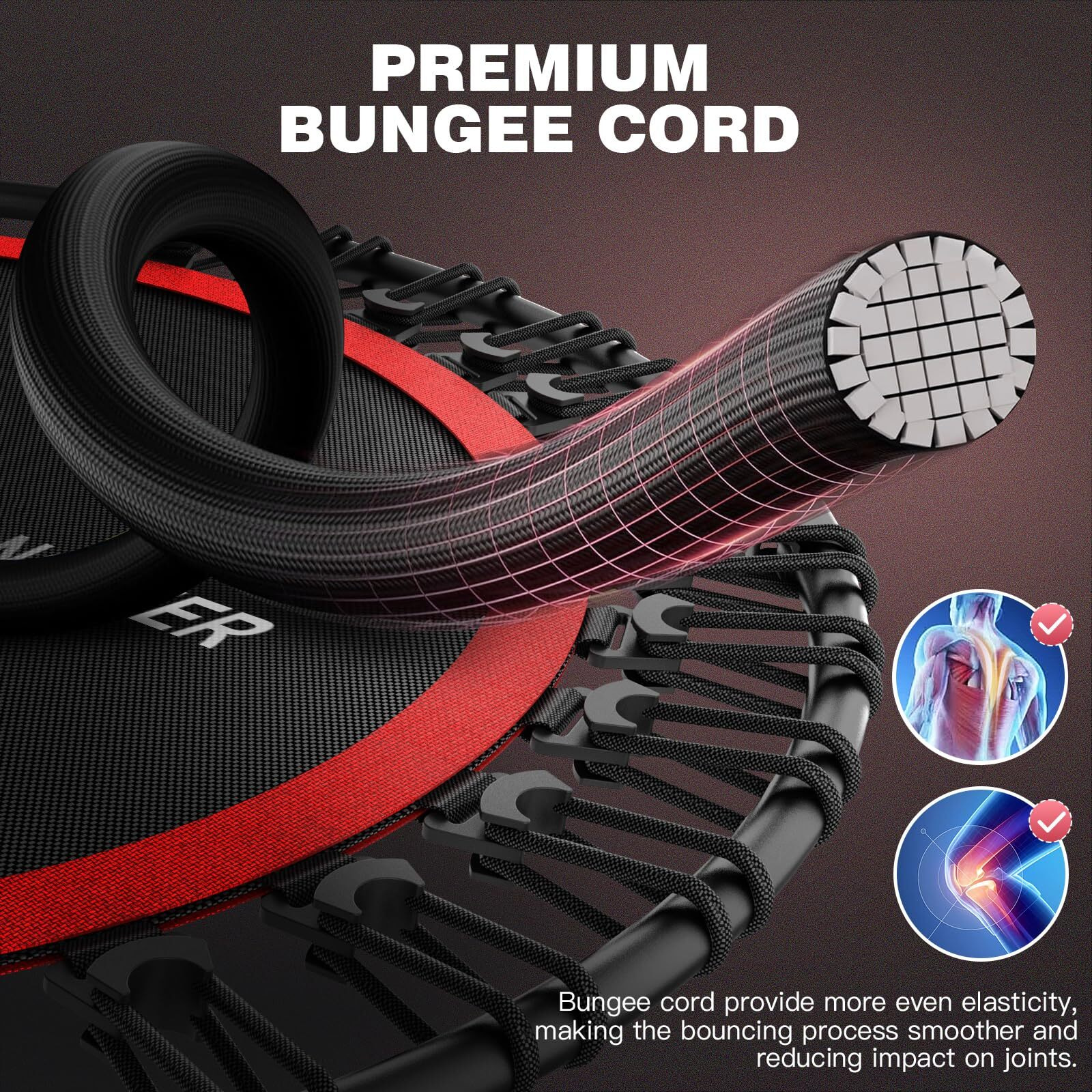 Ancheer 40/48"" Foldable Mini Trampoline 550Lbs Max Load Rebounder Trampoline For Adults With Adjustale Foam Bar&Resistance Ropes Upgraded Bungee Cords Fitness Trampoline Indoor