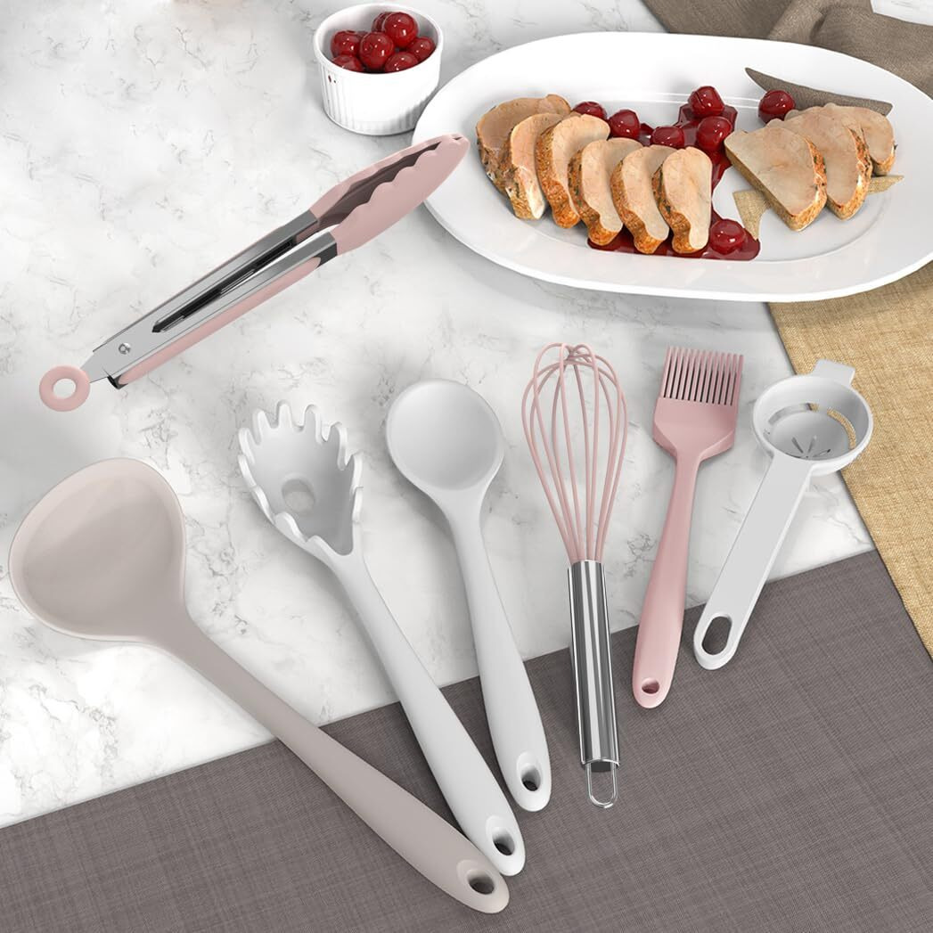 Silicone Cooking Utensils Set - 446F Heat Resistant Silicone Kitchen Utensils Spatula Spoon  Kitchen Utensil Sets Gadgets Tools Set For Nonstick Cookware Dishwasher Safe Bpa Free (Multicolor)