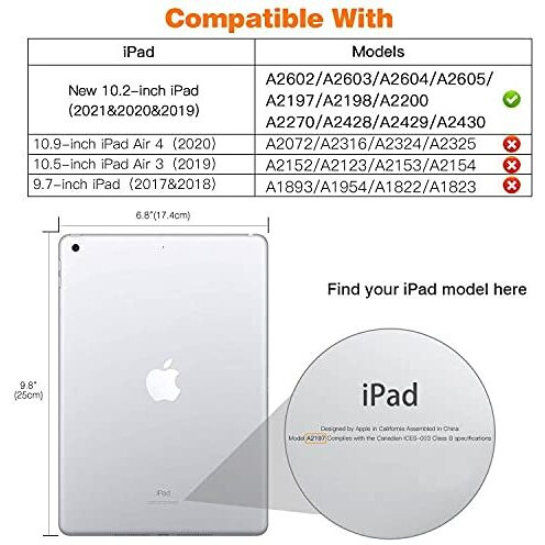 Moko Ipad 10.2 Case For Ipad 9Th Generation 2021/ Ipad 8Th Generation 2020/ Ipad 7Th Generation 2019  Slim Stand Hard Back Shell Smart Cover Case For Ipad 10.2 Inch  Auto Wake/Sleep  Water Color