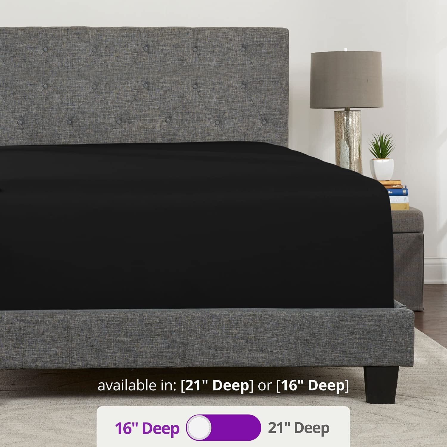 Lovely Twin Deep Pocket Fitted Sheet 16'18' Deep Mattress & Toppers Black