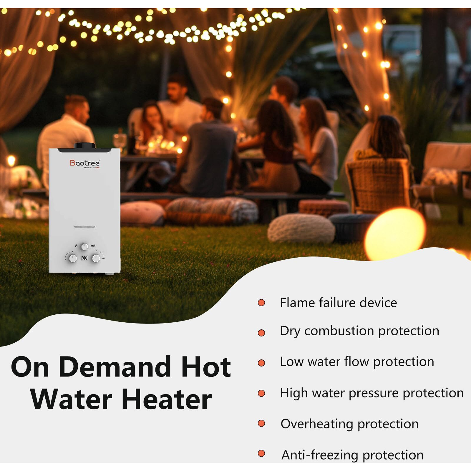 Tankless Water Heater Propane  4.76 Gpm Rv Water Heater With Digital Display 18L Portable Instant Hot Gas Water Heater With Overheating Protection For Indoor And Camping 115 425 Btu