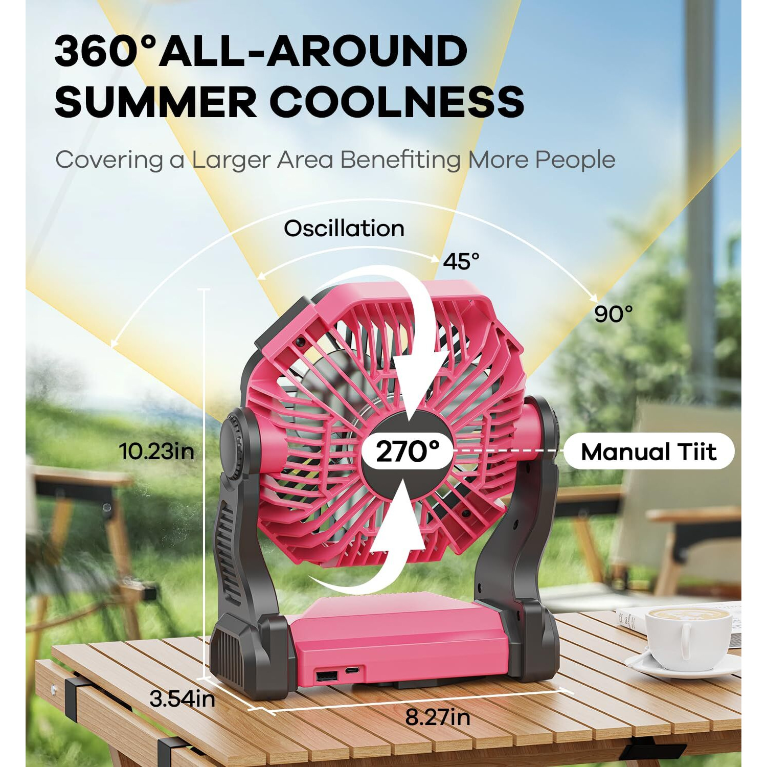 Dowilldo Camping Fan With Led Lantern  20000Mah Portable Rechargeable Battery Powered Table Fan With Hook  Camping Gear For Picnic  Fishing  Car Or Hurricane Power Outages (Pink)