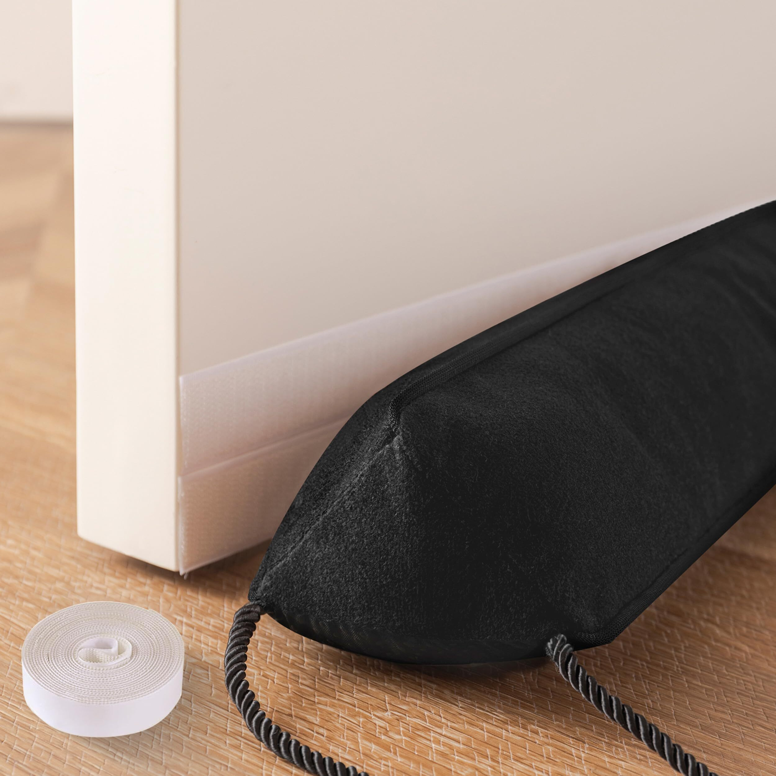 Joypea 36"" Door Draft Stopper For Bottom Of Door  Under Door Gap Filler With Removable Cover Up To 3 Inches  Weighted Bottom Of Door Barrier For Noise  Air  Wind And Light  Black