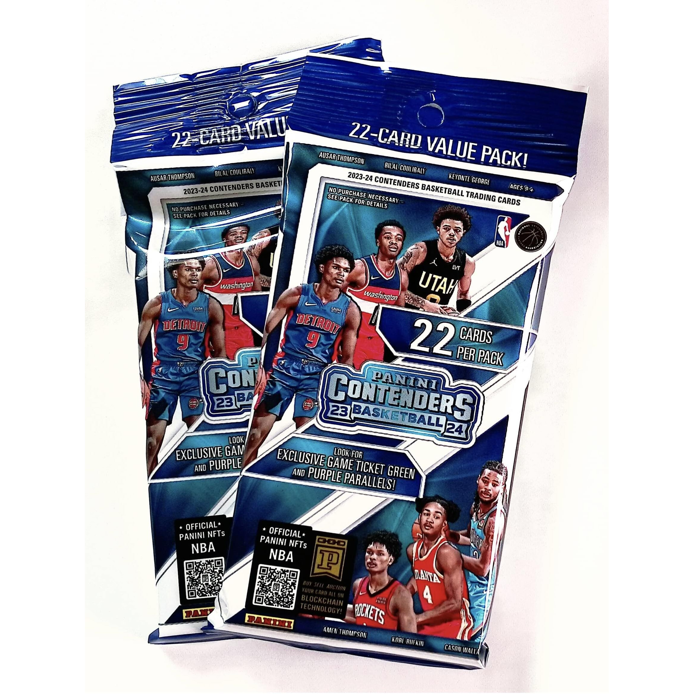 (2) 2023-24 Panini Contenders Basketball 22 Card Jumbo Value Packs - 2 Packs - 44 Basketball Cards