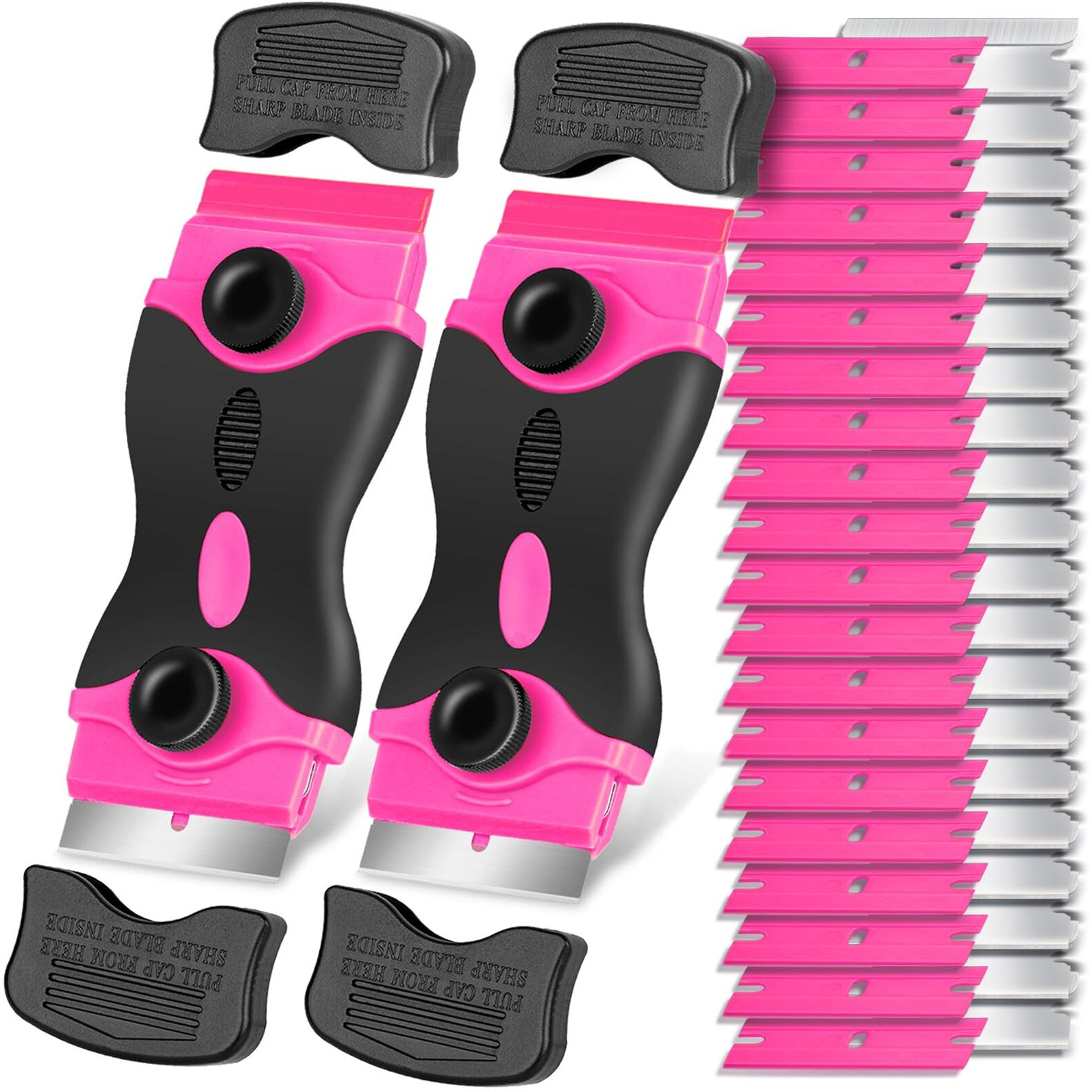 Razor Blade Scraper Tool Kit - 2Pack Razor Scrapers & 40Pcs Extra Blades  Plastic Paint Scraper Tool  Razor Scraper Tool For Glass Top Stove  Scrappers For Cleaning Window  Cooktop  Oven  Floor