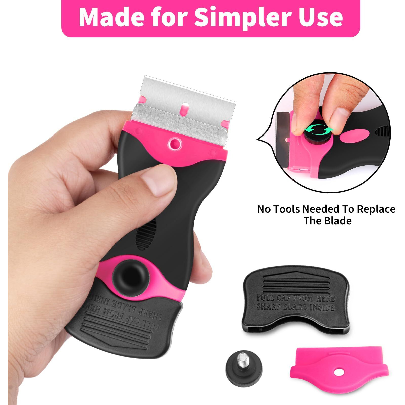 Razor Blade Scraper Tool Kit - 2Pack Razor Scrapers & 40Pcs Extra Blades  Plastic Paint Scraper Tool  Razor Scraper Tool For Glass Top Stove  Scrappers For Cleaning Window  Cooktop  Oven  Floor