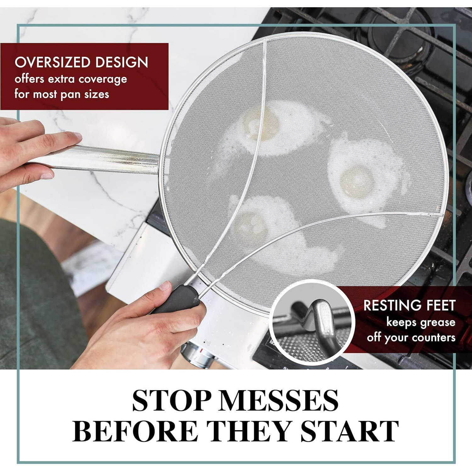 Bergkoch Splatter Screen For Frying Pan - 9.5/11.5/13 Inch Stainless Steel Grease Splatter Guard (Set Of 3) - Cover Oil Splash When Sizzling Bacon  Cooking Fried Chicken Or Popcorn