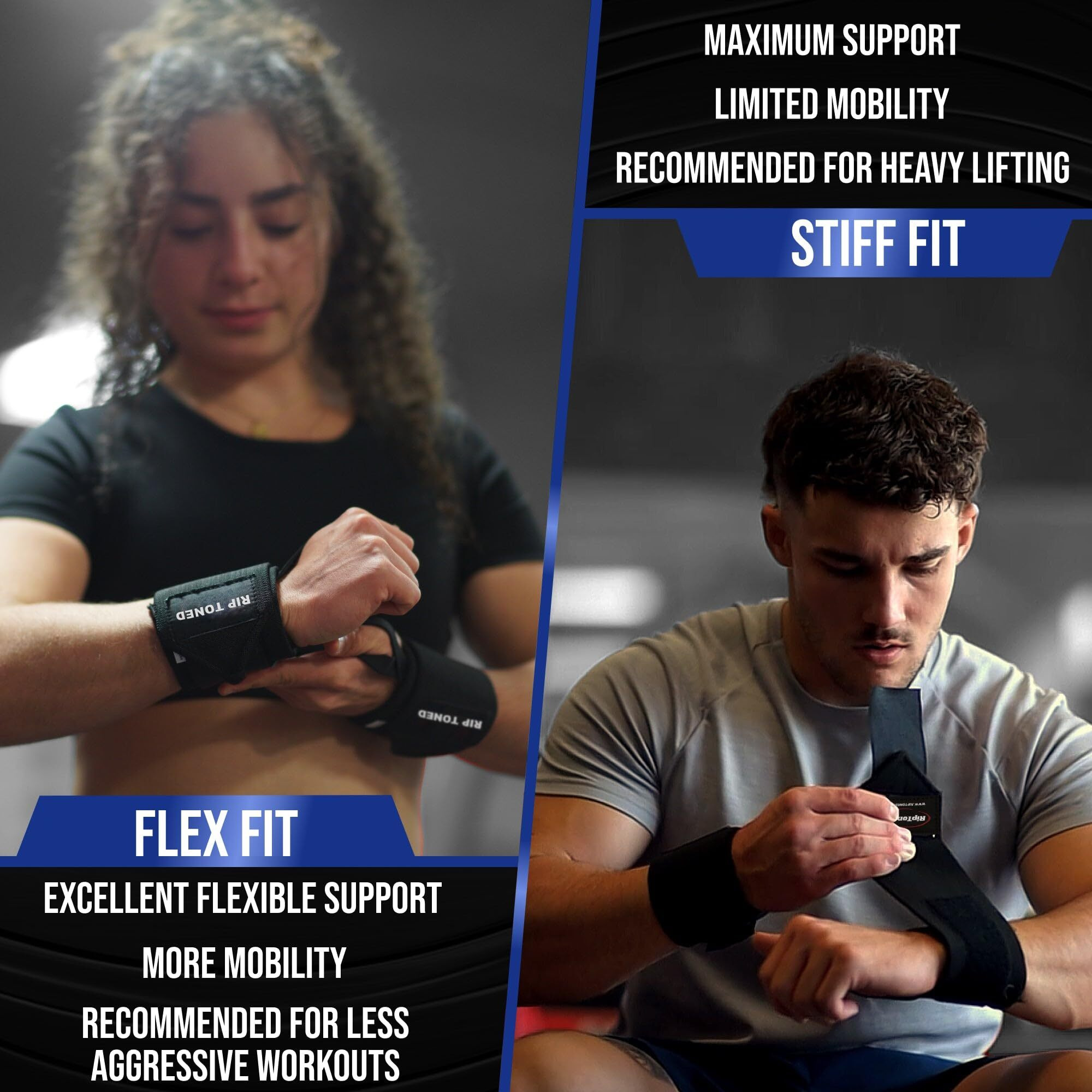 Rip Toned Wrist Wraps For Weightlifting (Uspa Endorsed) 18Premium Wrist Support For Powerlifting  Bodybuilding & Strength Training - Heavy Duty Gym Wrist Straps With Thumb Loop For Both Men & Women