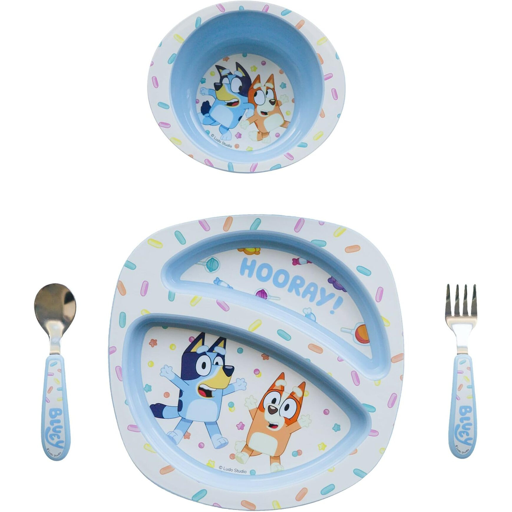 The First Years Bluey 4-Piece Place Setting - Bpa Free Dishwasher Safe Toddler Dinnerware Set With Divided Plate  Bowl  Fork  Spoon - Multicolor