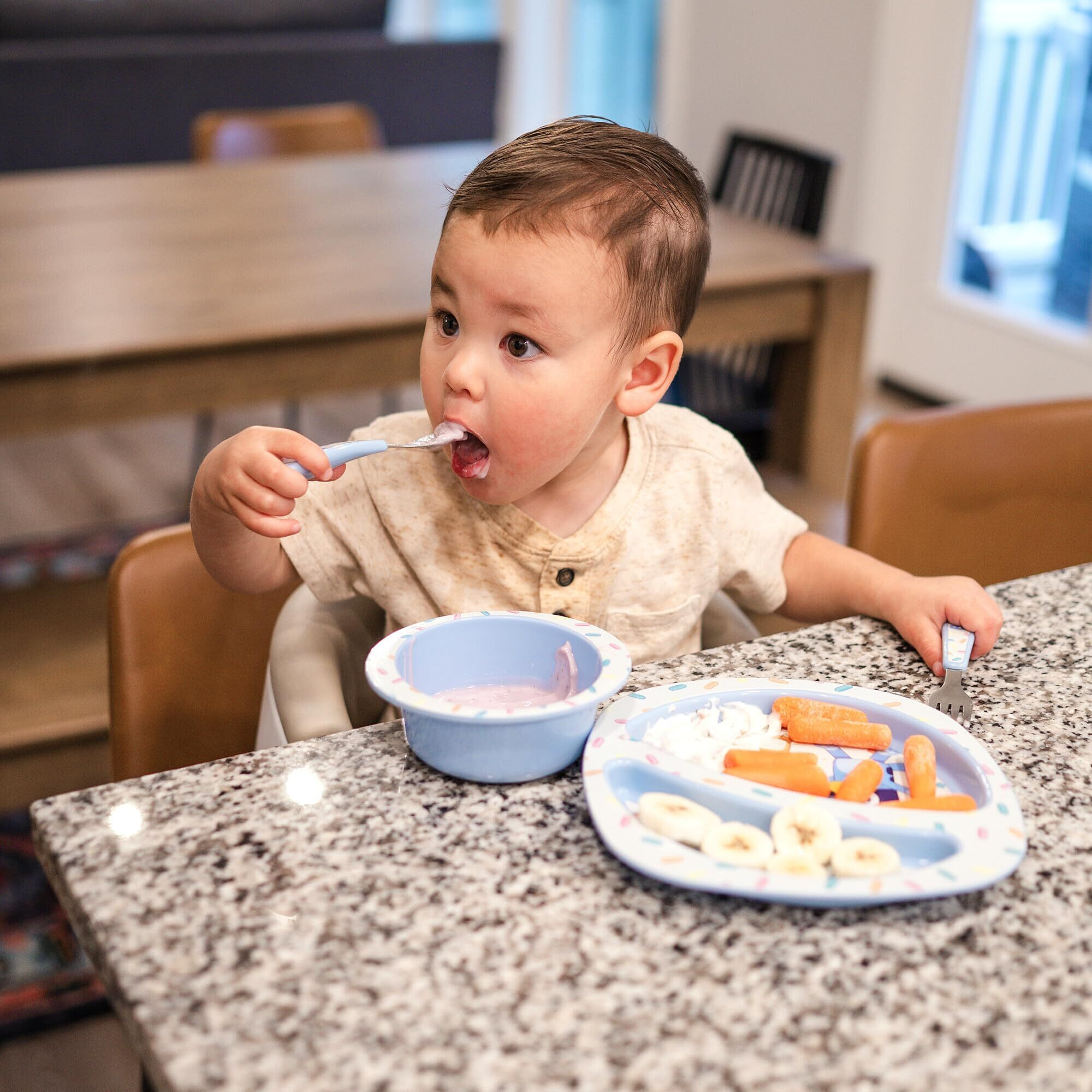 The First Years Bluey 4-Piece Place Setting - Bpa Free Dishwasher Safe Toddler Dinnerware Set With Divided Plate  Bowl  Fork  Spoon - Multicolor