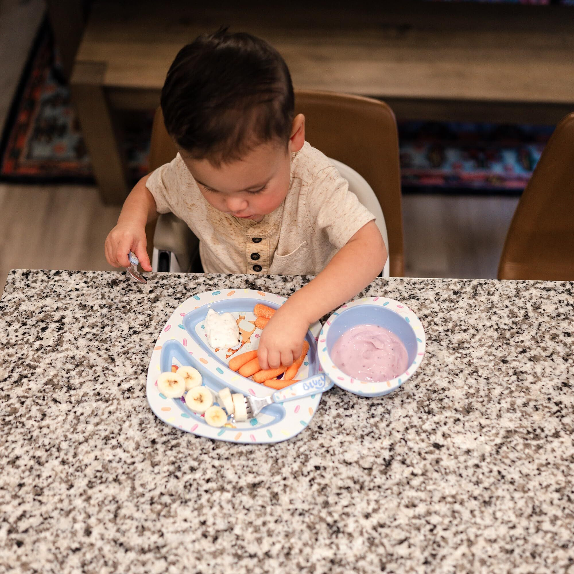 The First Years Bluey 4-Piece Place Setting - Bpa Free Dishwasher Safe Toddler Dinnerware Set With Divided Plate  Bowl  Fork  Spoon - Multicolor