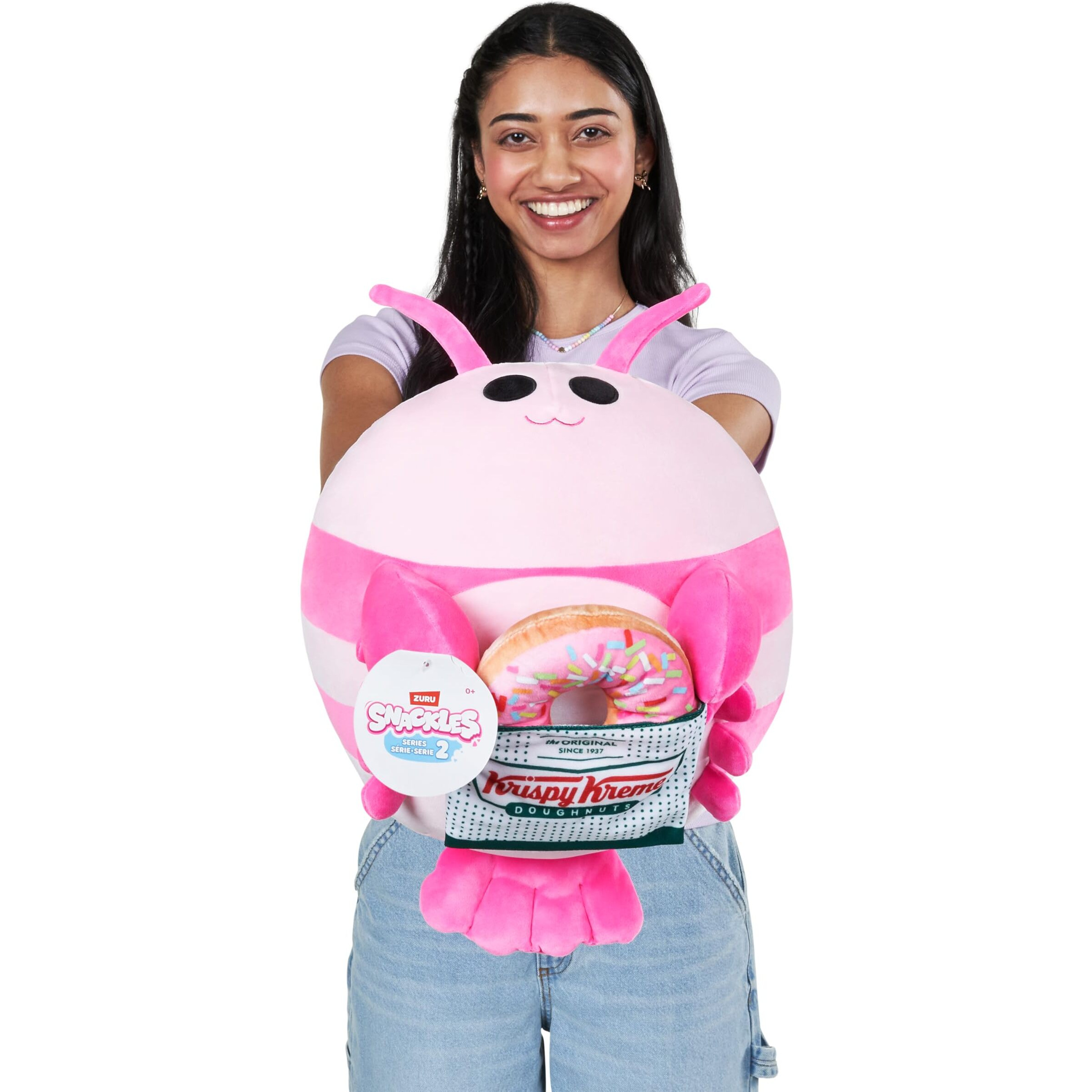 Snackles Series 2 14-Inch By Zuru Cuddly Squishy Comfort 14-Inch Plush With Licensed Snack Brand Accessory (Shrimp&Krispy Kreme)