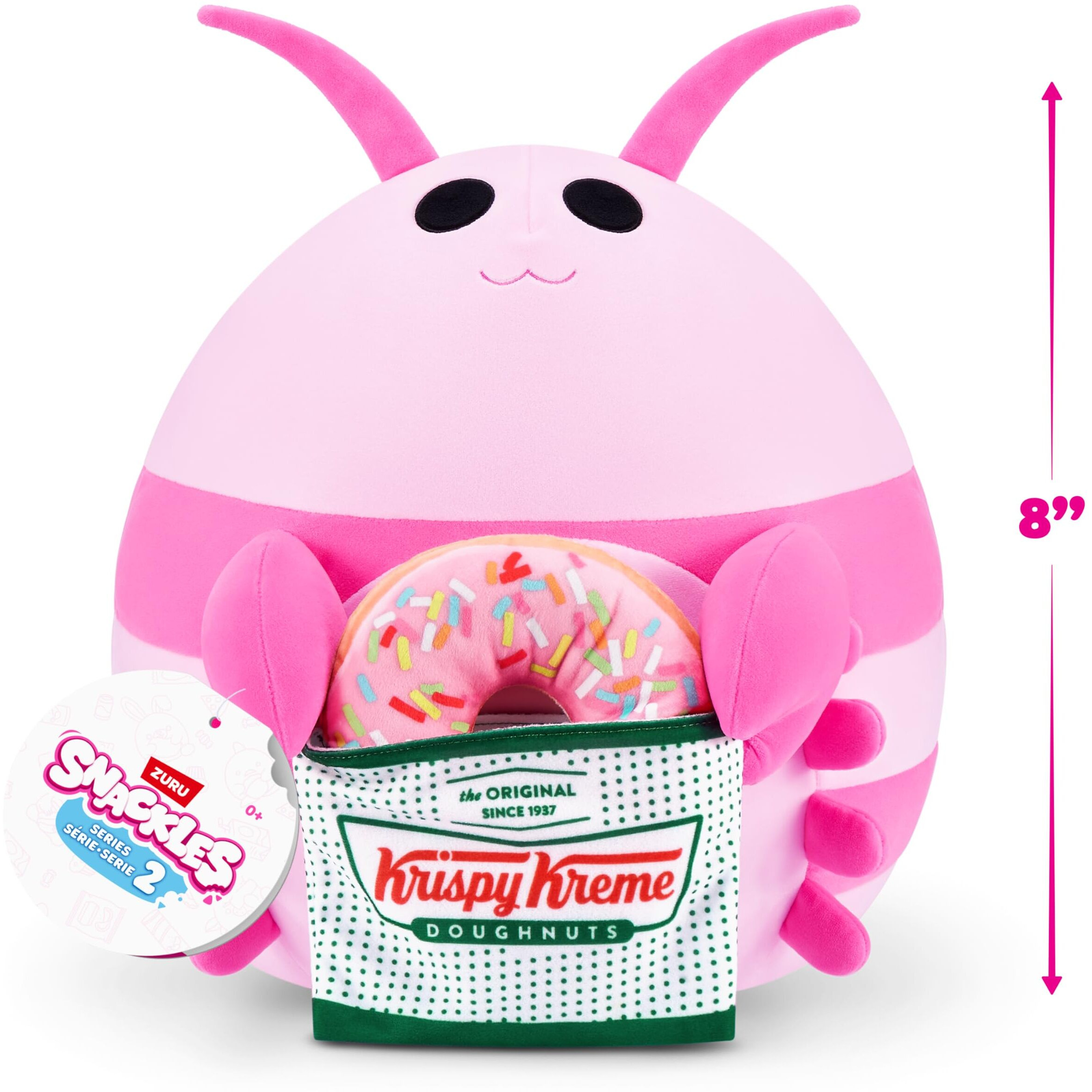 Snackles Series 2 8-Inch By Zuru Cuddly Squishy Comfort 8-Inch Plush With Licensed Snack Brand Accessory (Shrimp&Krispy Kreme)