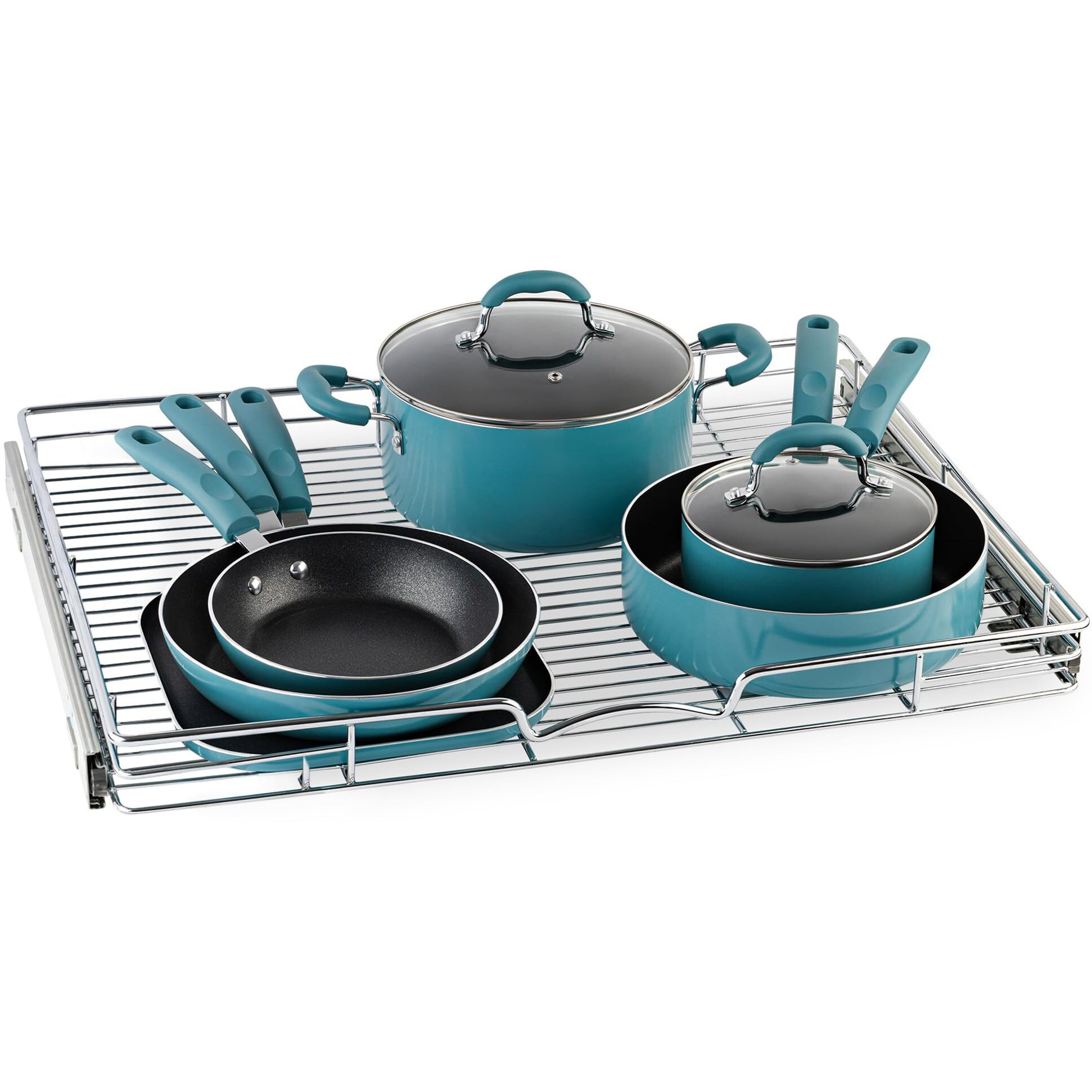 Holdnstorage Pull Out Cabinet Organizer  Heavy Duty Caddy W/Lifetime Limited Warranty - 28 X 21 - Requires At Least 29-1/4Cabinet Opening  Steel Metal Cabinet Drawers Slide Out  Chrome