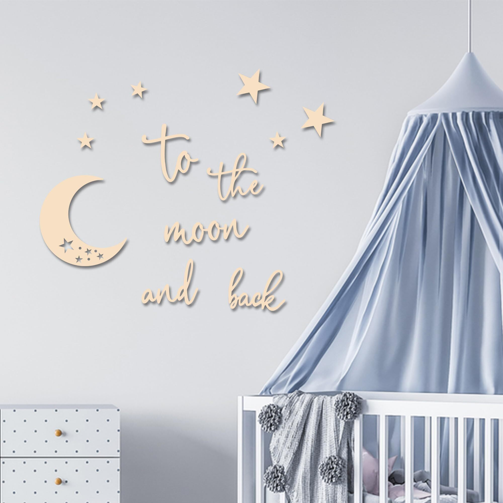 Xedatric Exquisite Wooden Wall Decor Moon And Stars Ensemble With 'I Love You To The Moon And Back' For Charming Nursery Decor  Baby Nursery Decor And Baby Room Decor-Best Gift For Child's Birthday