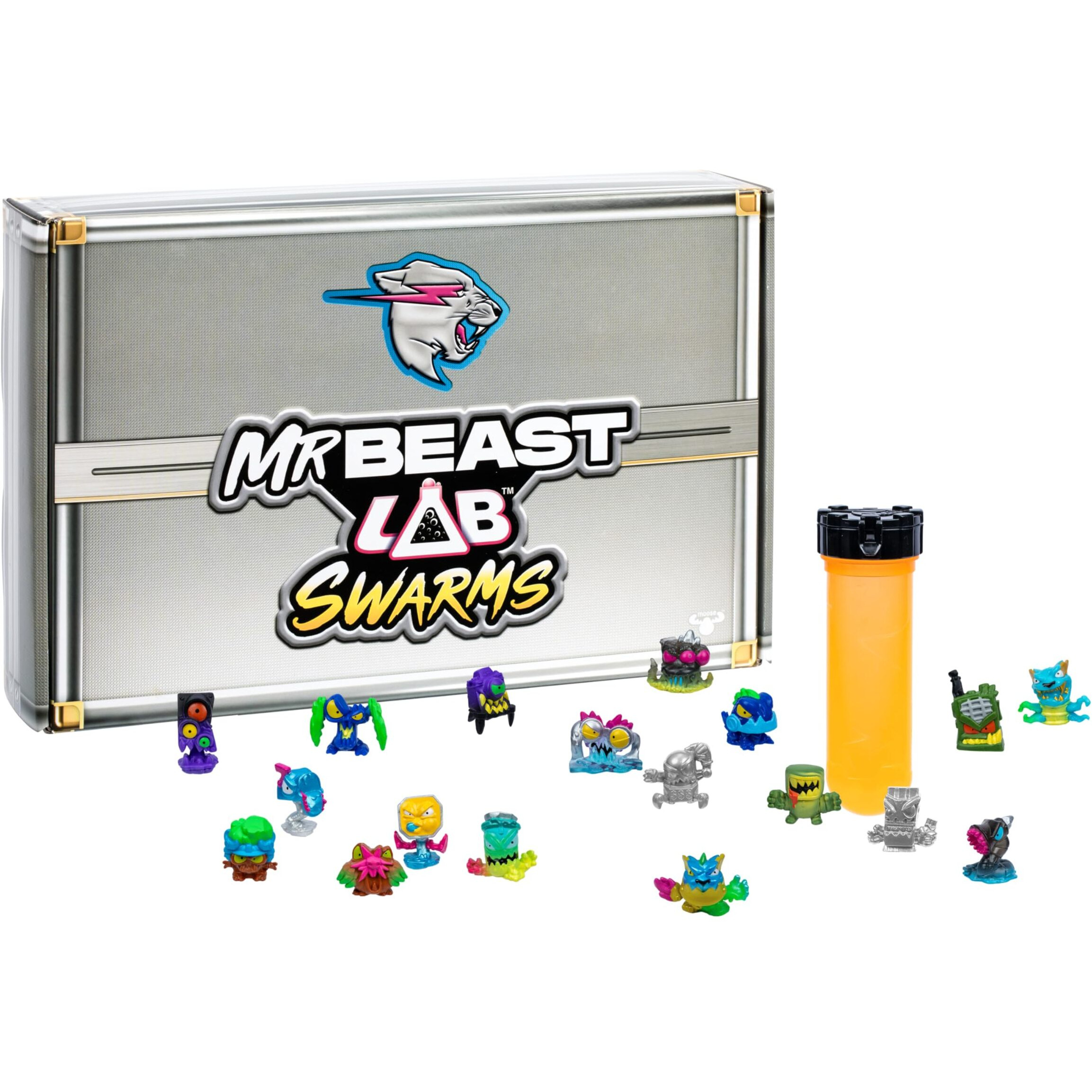 Mrbeast Lab Swarms Series 2  Atomic Series Exclusive Cash Case Bulk Pack  Experiment By Adding Water  Shaking The Test Tube And Reveal 2 Of The 18  Mrbeast Themed Swarms Collectible Micro Beasts