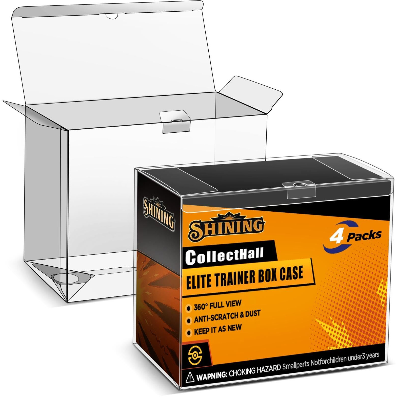 Collecthall Elite Trainer Box Protector Case  Etb Display Case Etb-Protector Case Transparent And Easy To Fold Pkmn Etb Protector (Ultimate  4 Packs)