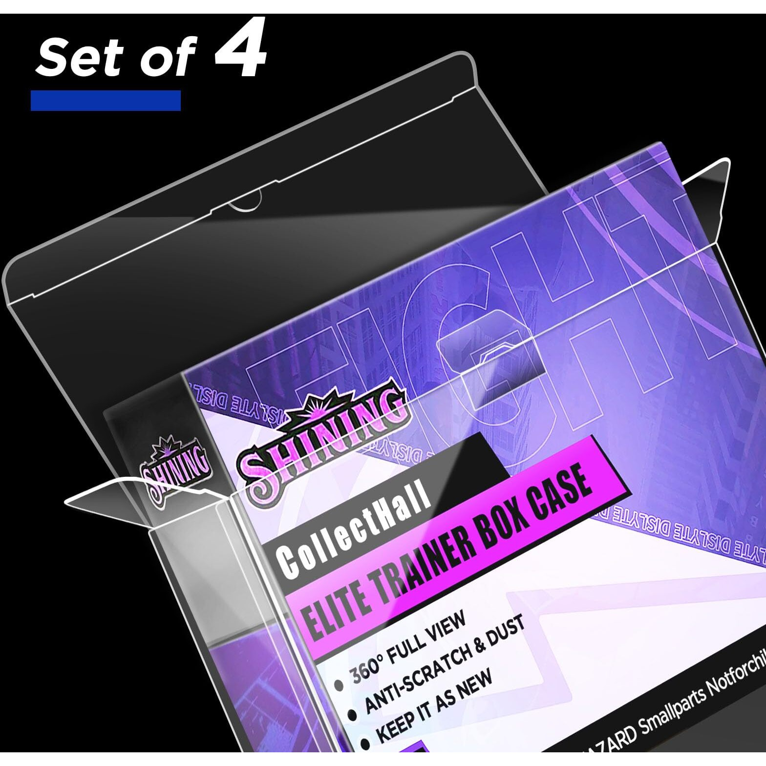 Collecthall Elite Trainer Box Protector Case  Etb Display Case Etb-Protector Case Transparent And Easy To Fold Pkmn Etb Protector (Ultimate  4 Packs)