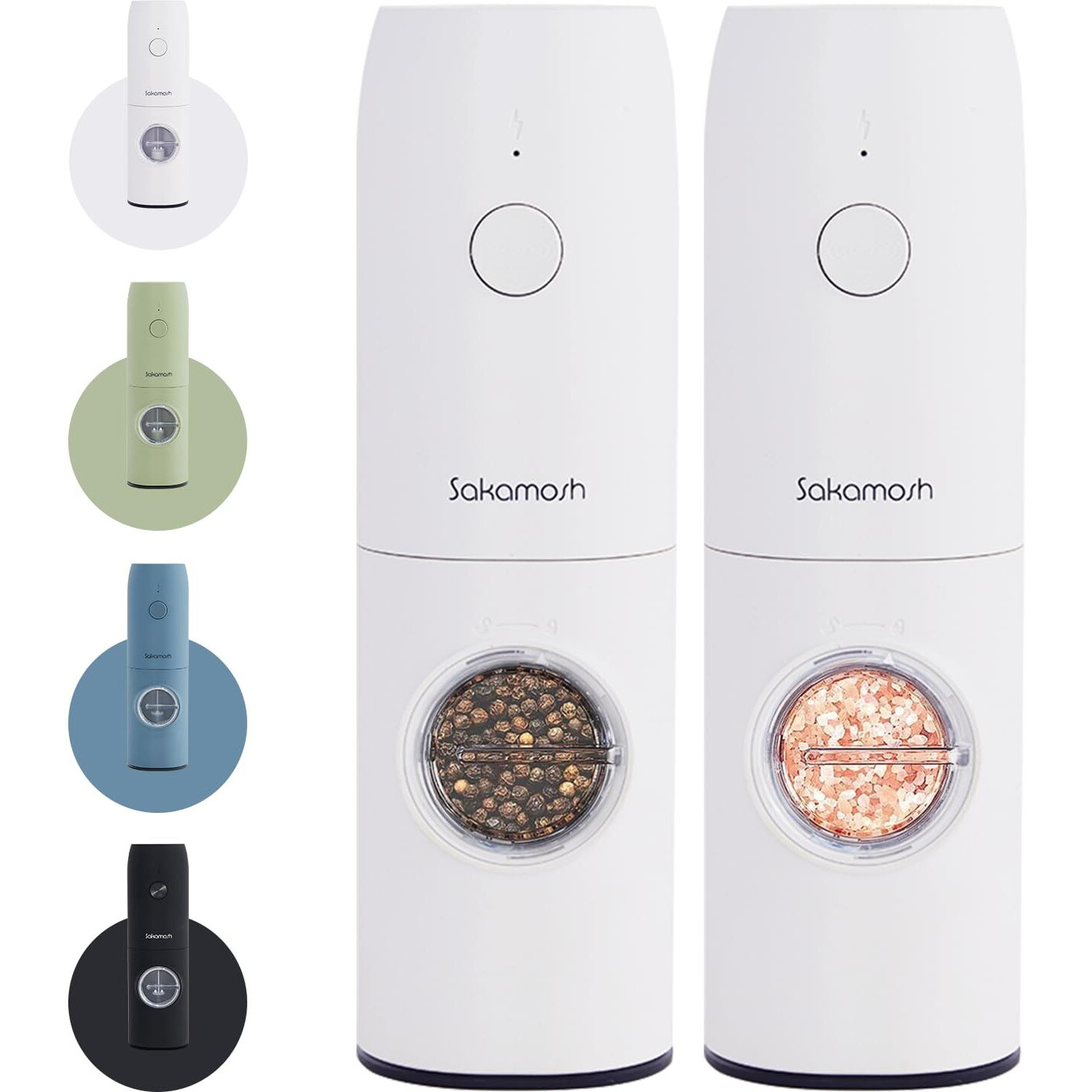 Electric Salt And Pepper Grinder Set  Rechargeable Adjustable Coarseness With Led Light  Electric Salt And Pepper Shakers Refillable(2 Packs  Light Grayish White)
