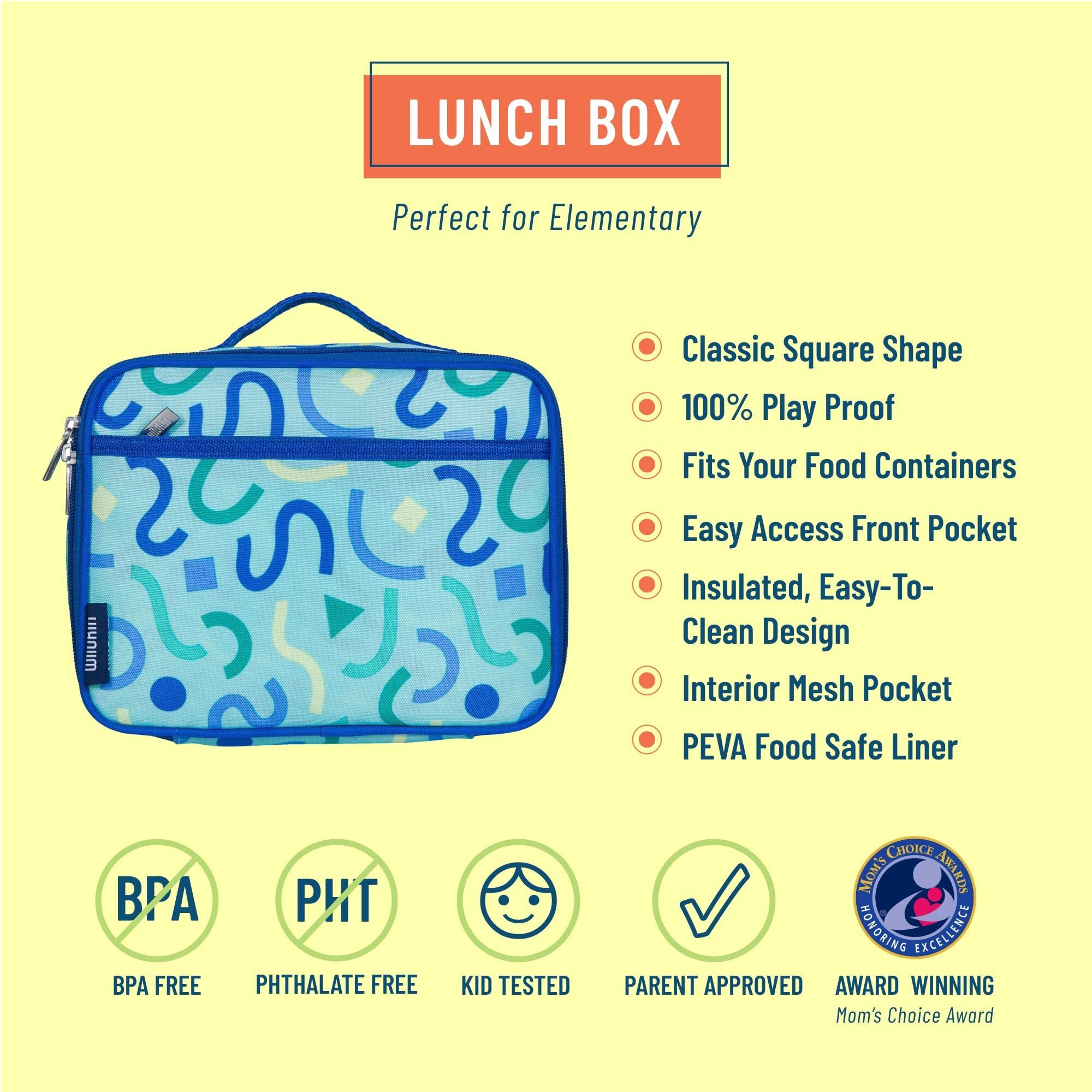 Wildkin Kids Insulated Lunch Box - Durable And Reusable For School & Travel - Confetti Blue