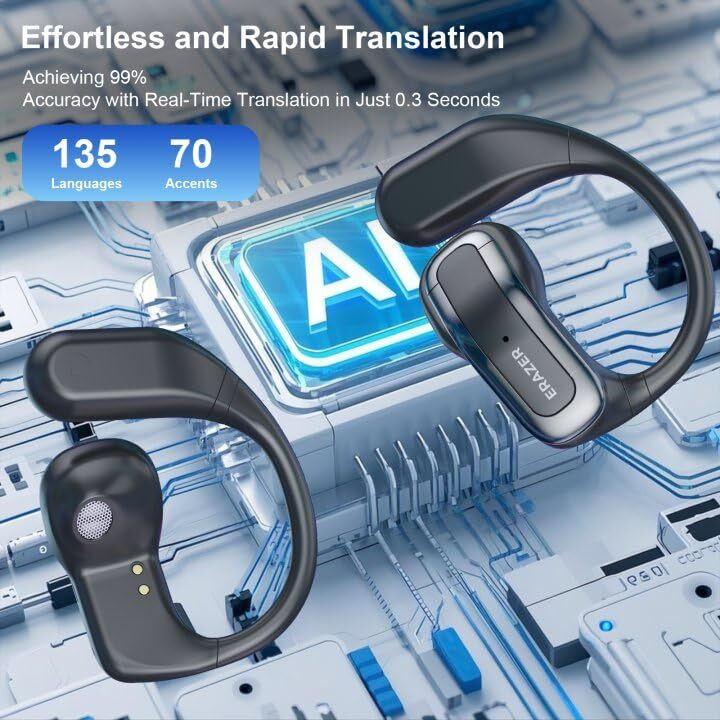 Erazer Xp3 Ai Language Translation Earbuds Ows Real Time Translation Earbuds Support 135 Languages & Accents  Lcd Touch Screen Hd Sound Quality Bluetooth Headset Translator With App For Ios &Android
