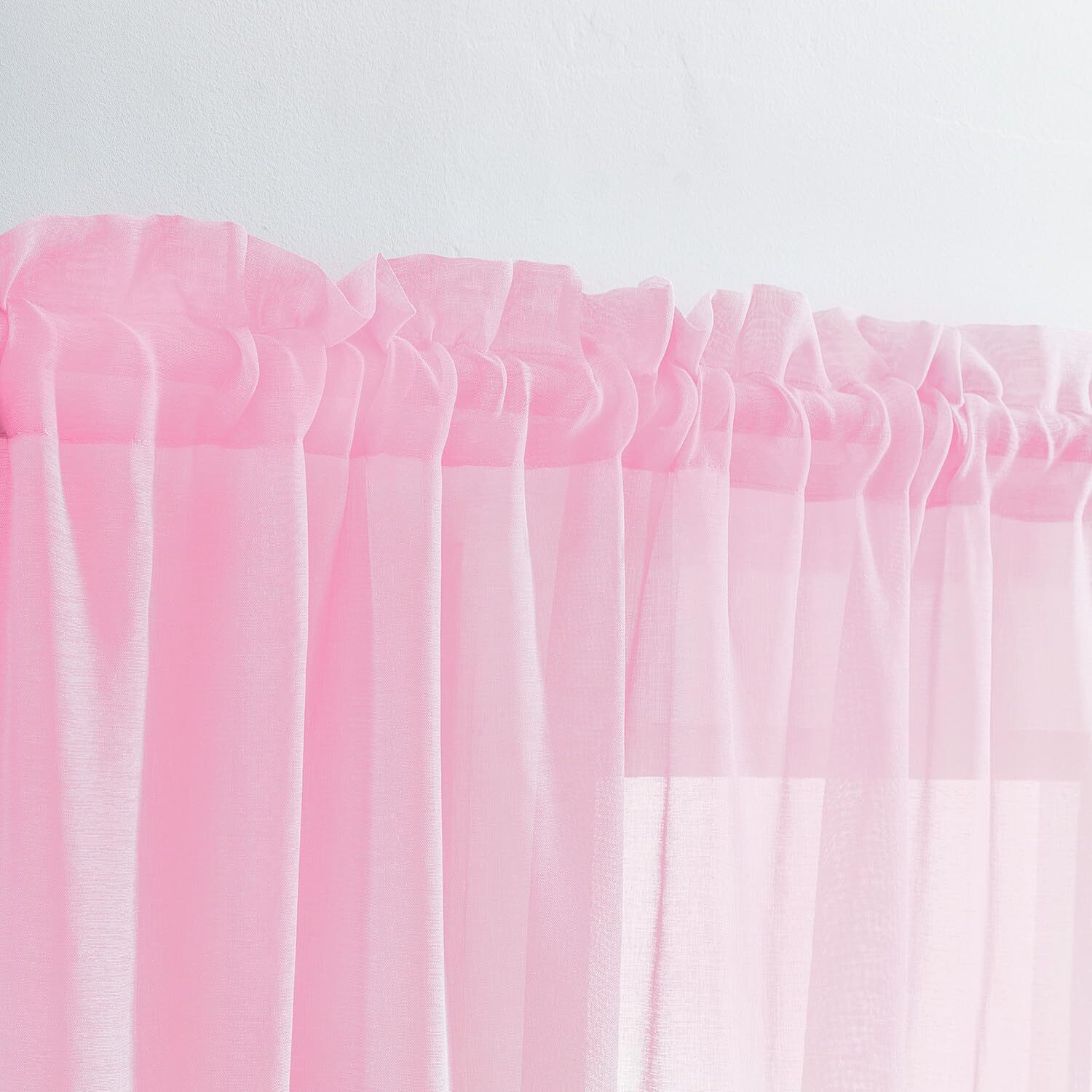 Mystic-Home Extra Wide Sheer Curtains Pink 84 Inches Long  Window Treatments Rod Pocket Drapes For Living Room  Bedroom  108 In Width Semi Sheer Curtains For Yard  Villa  Parlor  108"&quotX 84""  2 Panels