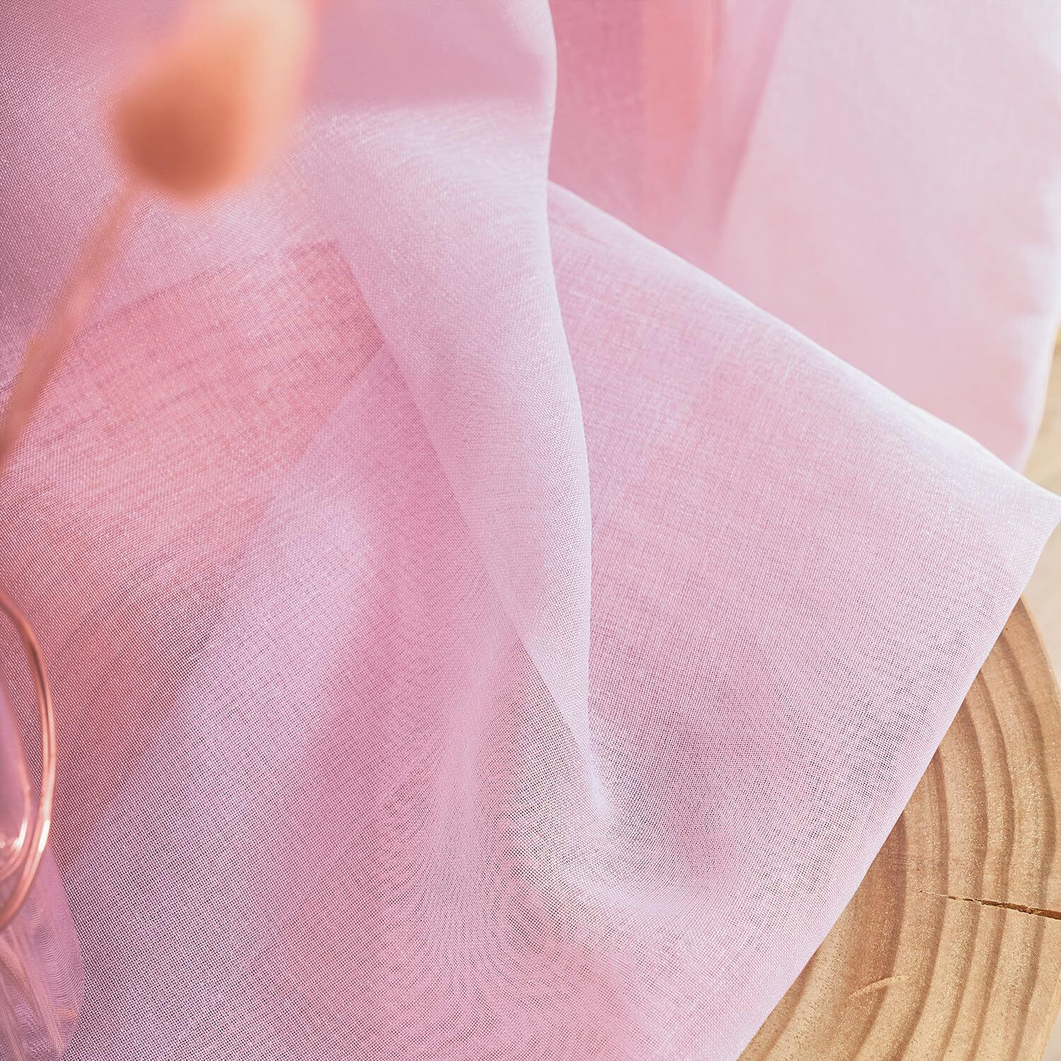 Mystic-Home Extra Wide Sheer Curtains Pink 84 Inches Long  Window Treatments Rod Pocket Drapes For Living Room  Bedroom  108 In Width Semi Sheer Curtains For Yard  Villa  Parlor  108"&quotX 84""  2 Panels