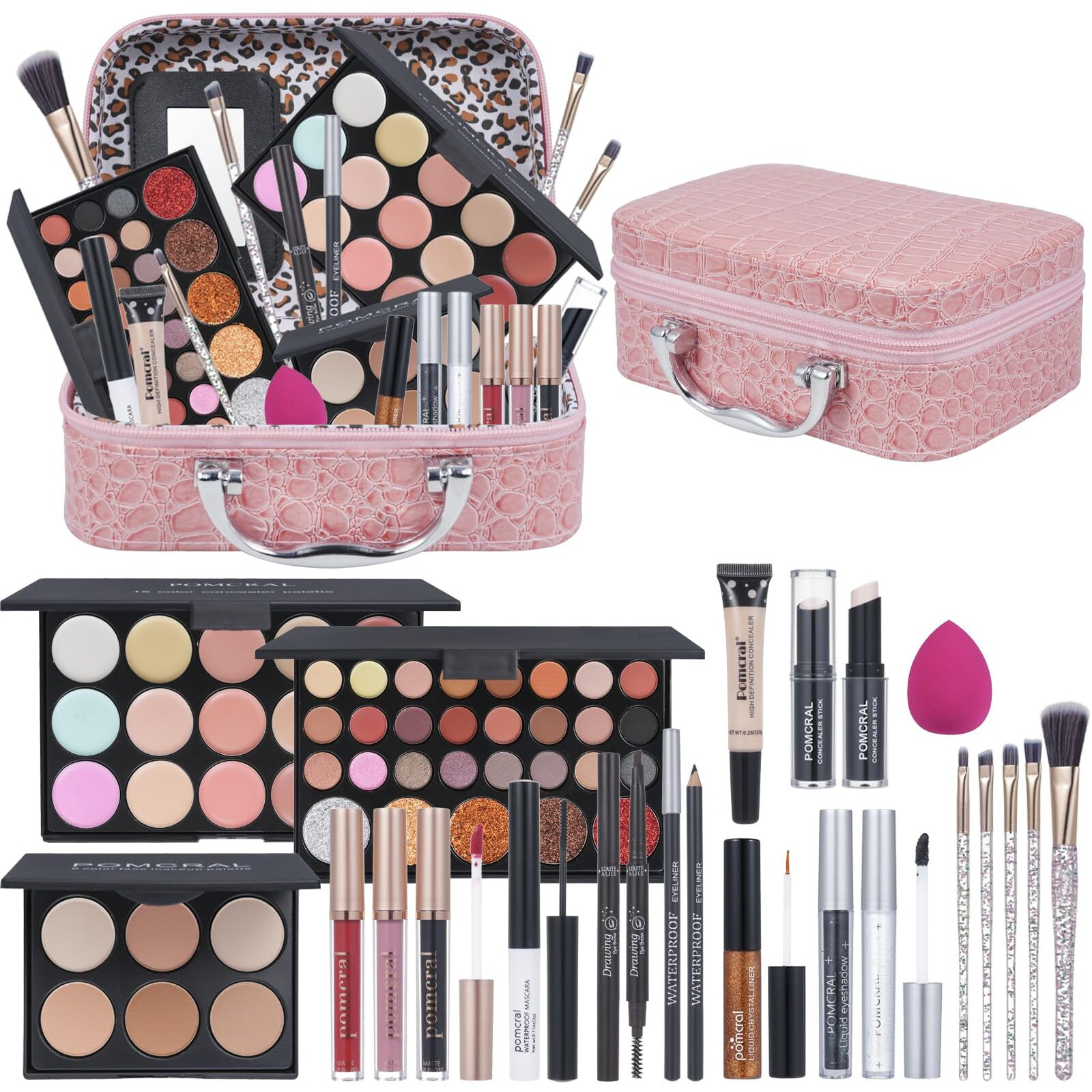 Professional Makeup Kit Makeup Kit For Girls  Makeup Set For Women Eyeshadow Palettes  Lip Colors  Makeup Brush Set Makeup Bag (Pink)