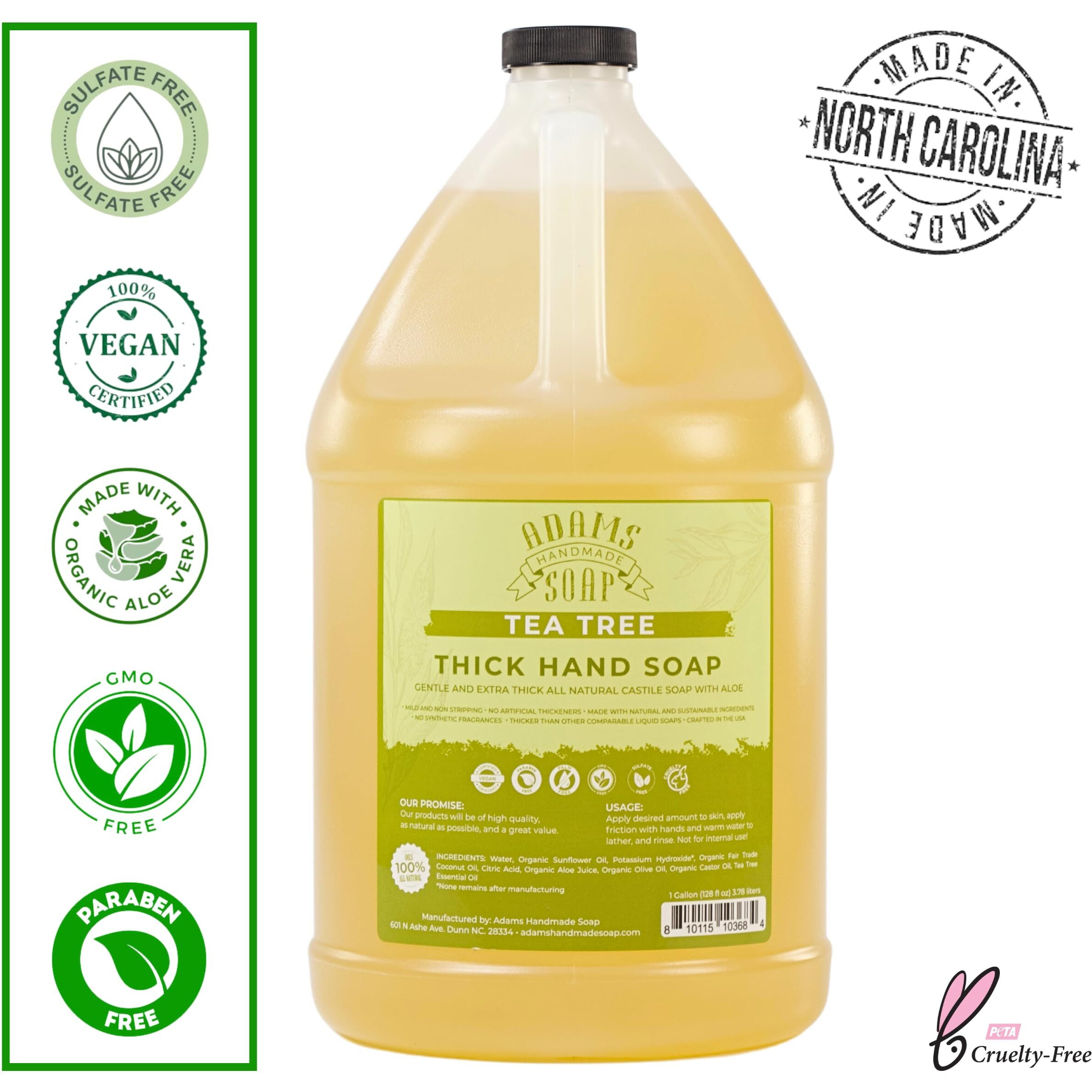 Adams Handmade Soap Thick Organic Castile Liquid Hand Soap 1 Gallon Refill - Tea Tree