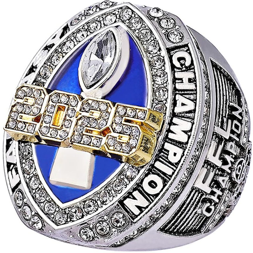 Noblehead 2025 Fantasy Football Championship Ring | Heavy Ffl Champion Trophy Ring | Gold Silver Tone Plated Award Trophy For Fantasy Football League Winner (One  Size 12)