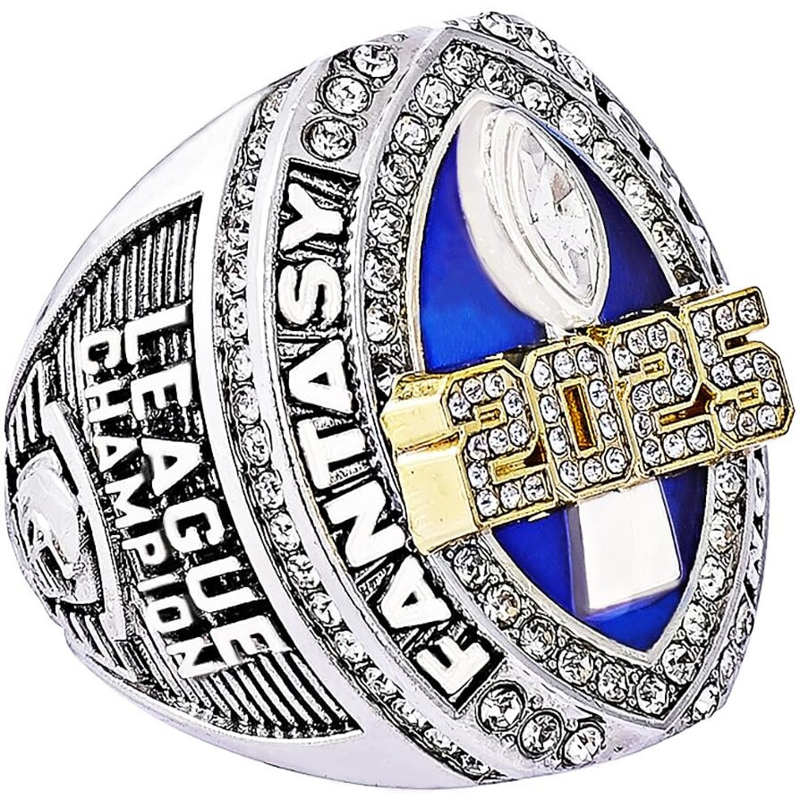Noblehead 2025 Fantasy Football Championship Ring | Heavy Ffl Champion Trophy Ring | Gold Silver Tone Plated Award Trophy For Fantasy Football League Winner (One  Size 12)