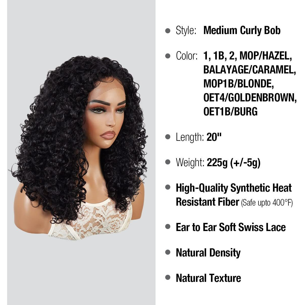 Glam21Usa Studiocut By Pros T Part Swiss Lace Front Wig Medium Curly Bob Deep Wave Middle Center Part Wig For Black Women Heat Resistant Synthetic Wigs Dpl009 (1B-Off Black)