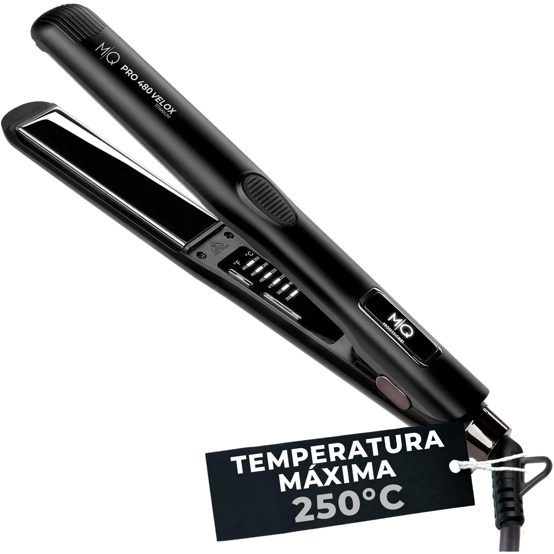 Mq Hair - Professional Pro 480 Velox Hair Straightener - Flat Iron  Advanced Titanium Plates  Quick Heating  Salon-Grade Results  Enhanced Safety- Sleek Ergonomic Design - Black