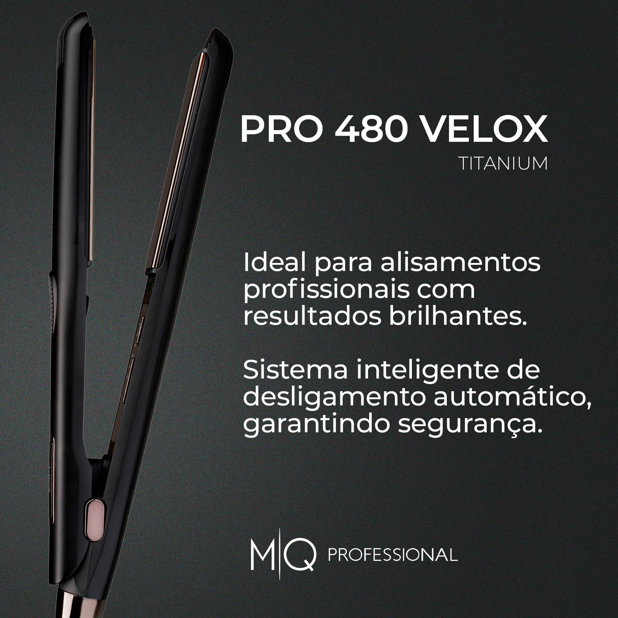 Mq Hair - Professional Pro 480 Velox Hair Straightener - Flat Iron  Advanced Titanium Plates  Quick Heating  Salon-Grade Results  Enhanced Safety- Sleek Ergonomic Design - Black