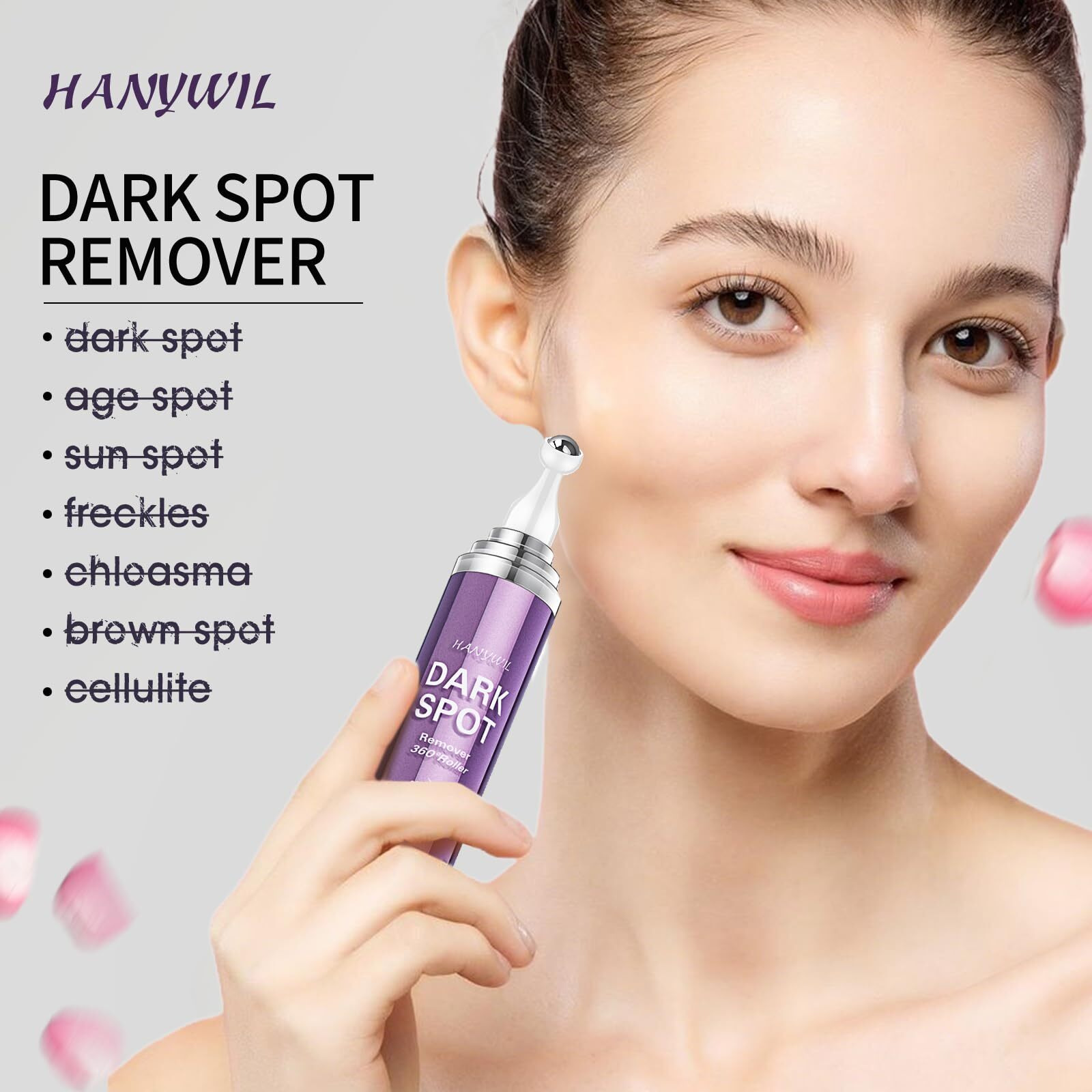Hanywil Dark Spot Remover For Face And Body  Dark Spot Corrector Serum  Age Spot Sun Spot Freckles Brown Spot Remover  Melasma Treatment For Face  Skin Care Face Serum With Roller (0.5 Fl Oz)